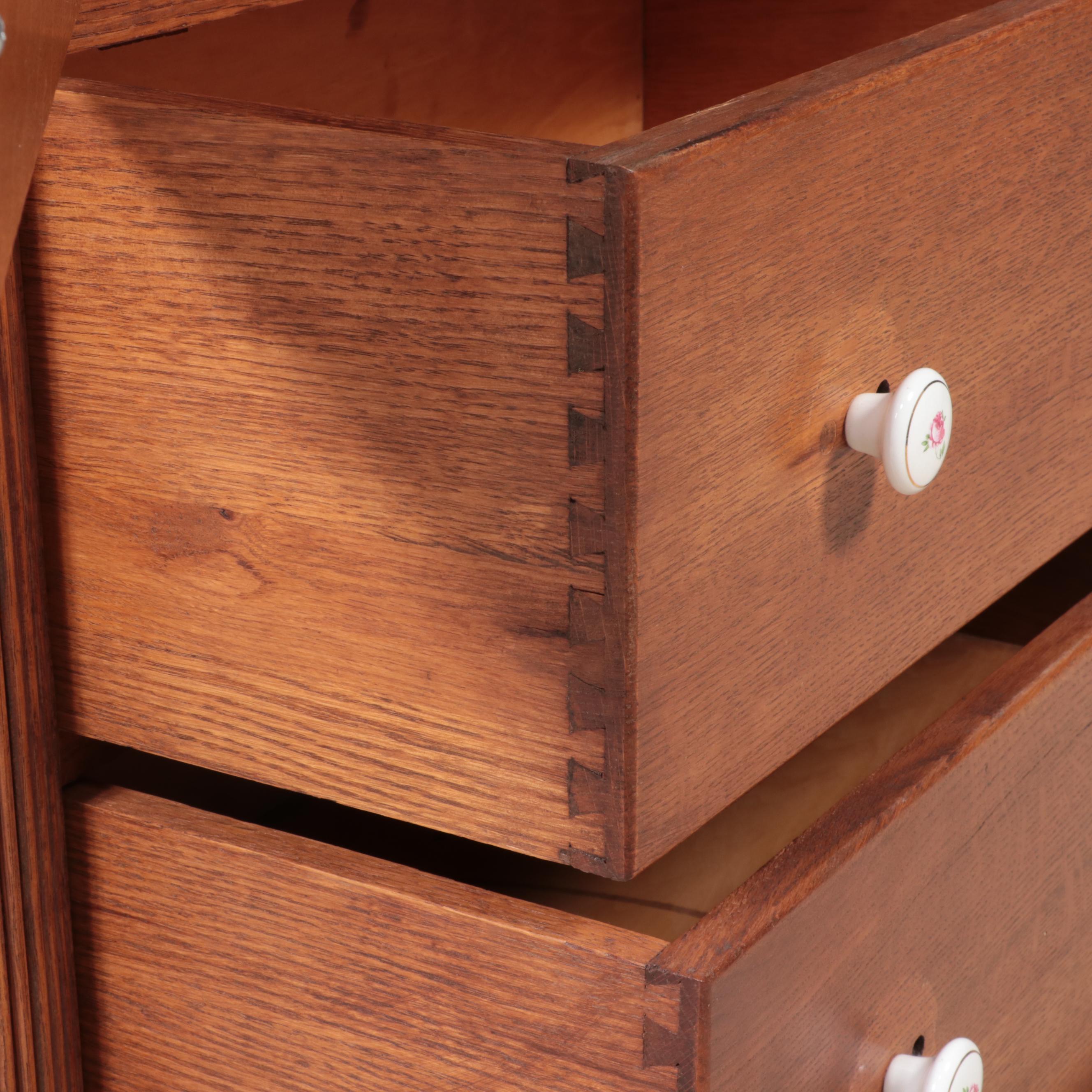 Victorian Quartersawn Oak ThreeDrawer Hat Box Chest, Late 19th Century EBTH