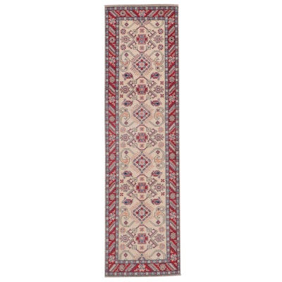 2'7 x 9'7 Hand-Knotted Afghan Kazak Style Carpet Runner