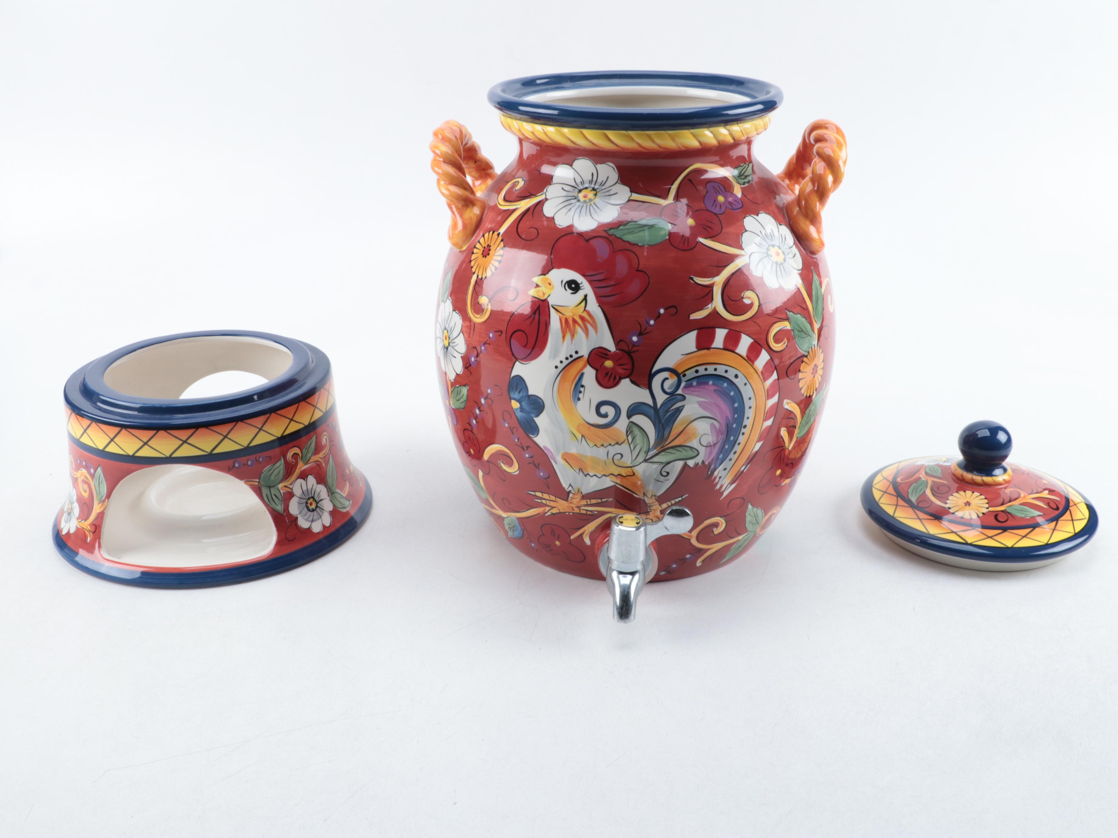 Tabletops Gallery HandPainted Ceramic Drink Dispenser EBTH