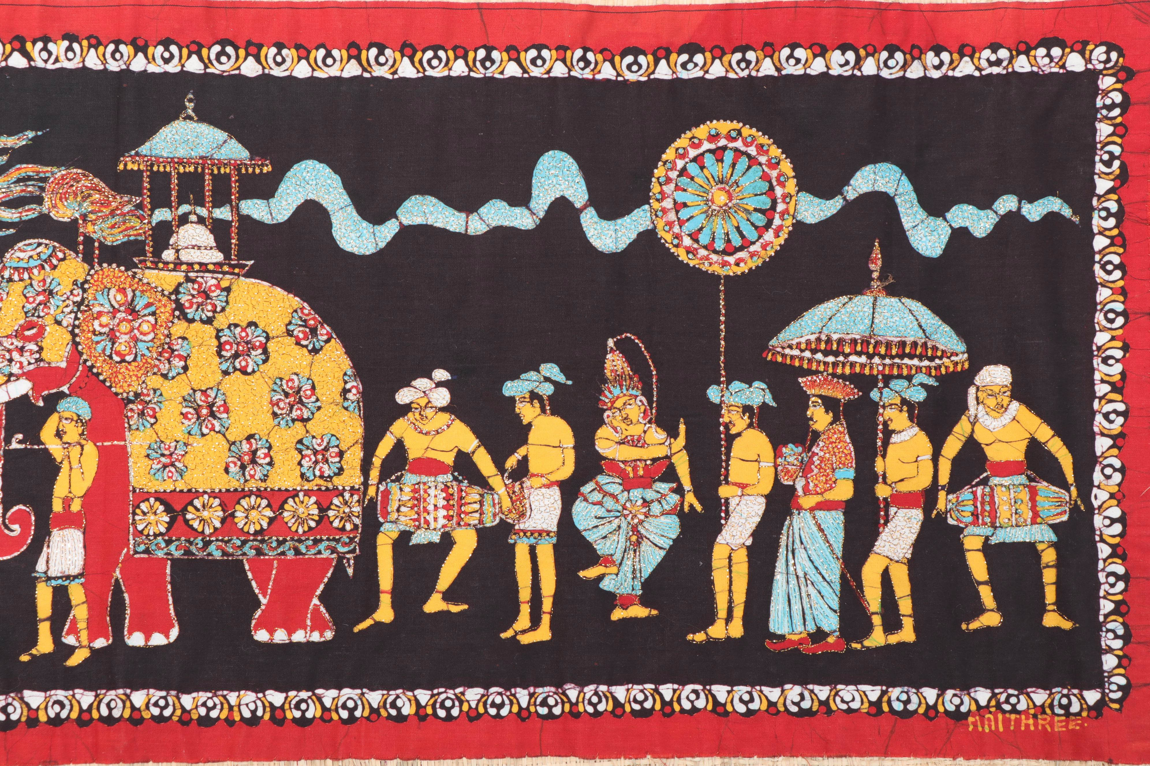 Sri Lankan Handmade Embroidered Batik Decorative Wall Panel EBTH