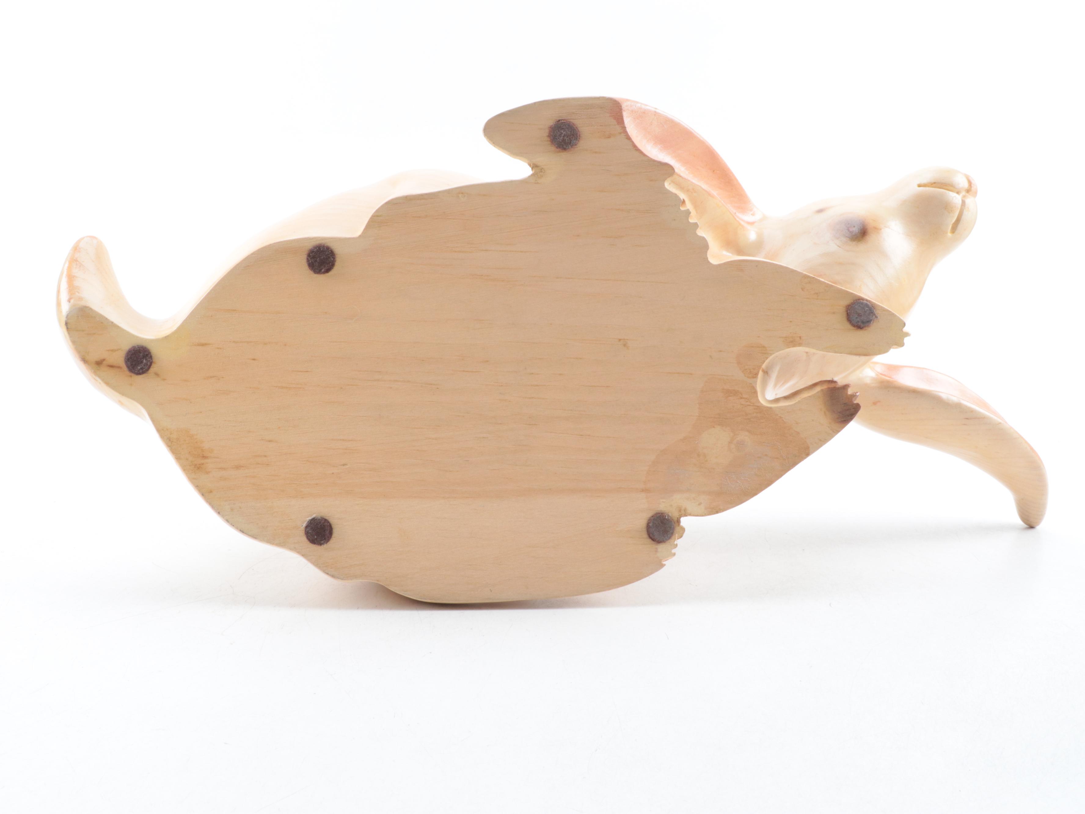 Carved Wood Rabbit Figurine EBTH