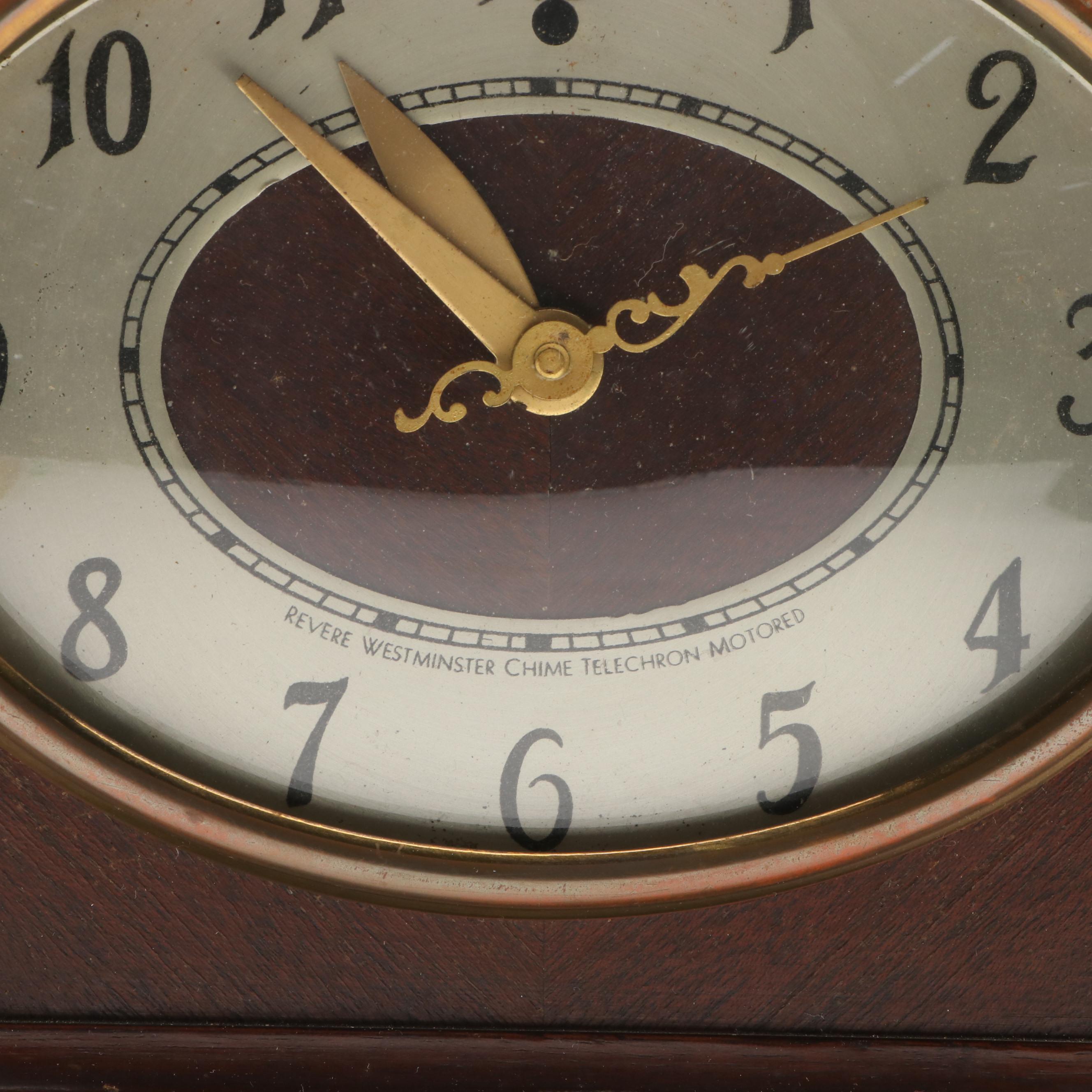 Revere Westminster Chime Electric Wooden Tambour Mantel Clock, 1948 EBTH