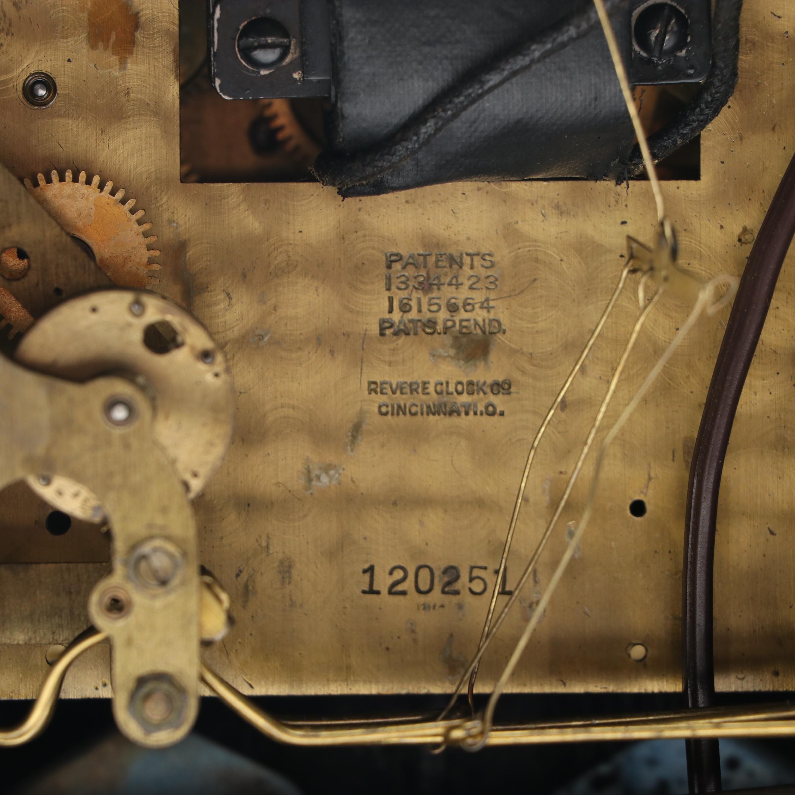 Revere Westminster Chime Electric Wooden Tambour Mantel Clock, Mid20th