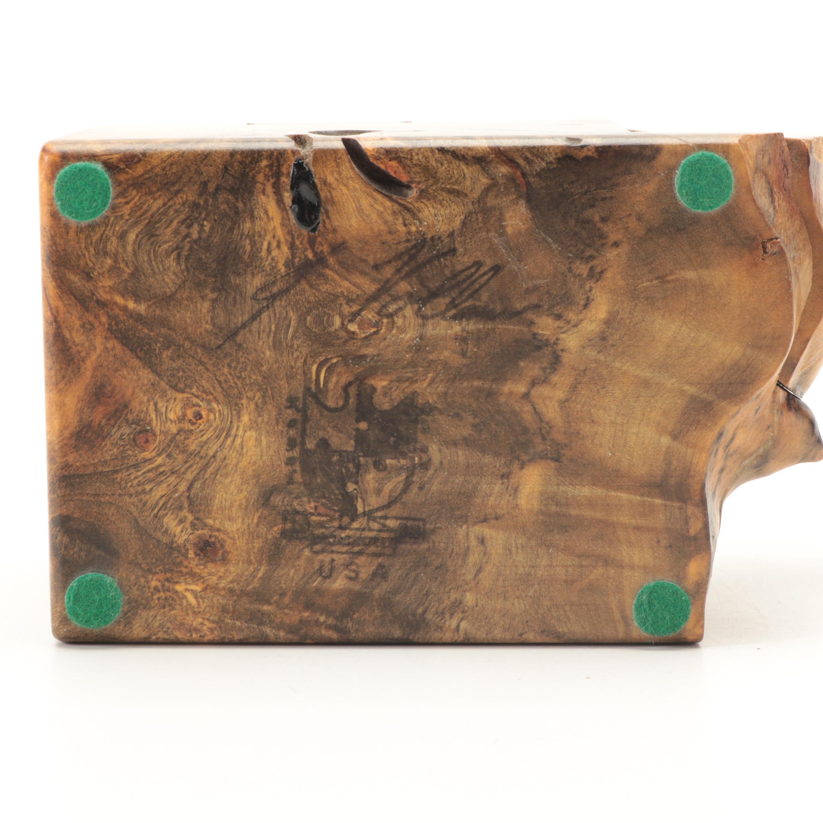 Jeff Vollmer Royal Woods Scroll Cut Burlwood Puzzle Box EBTH