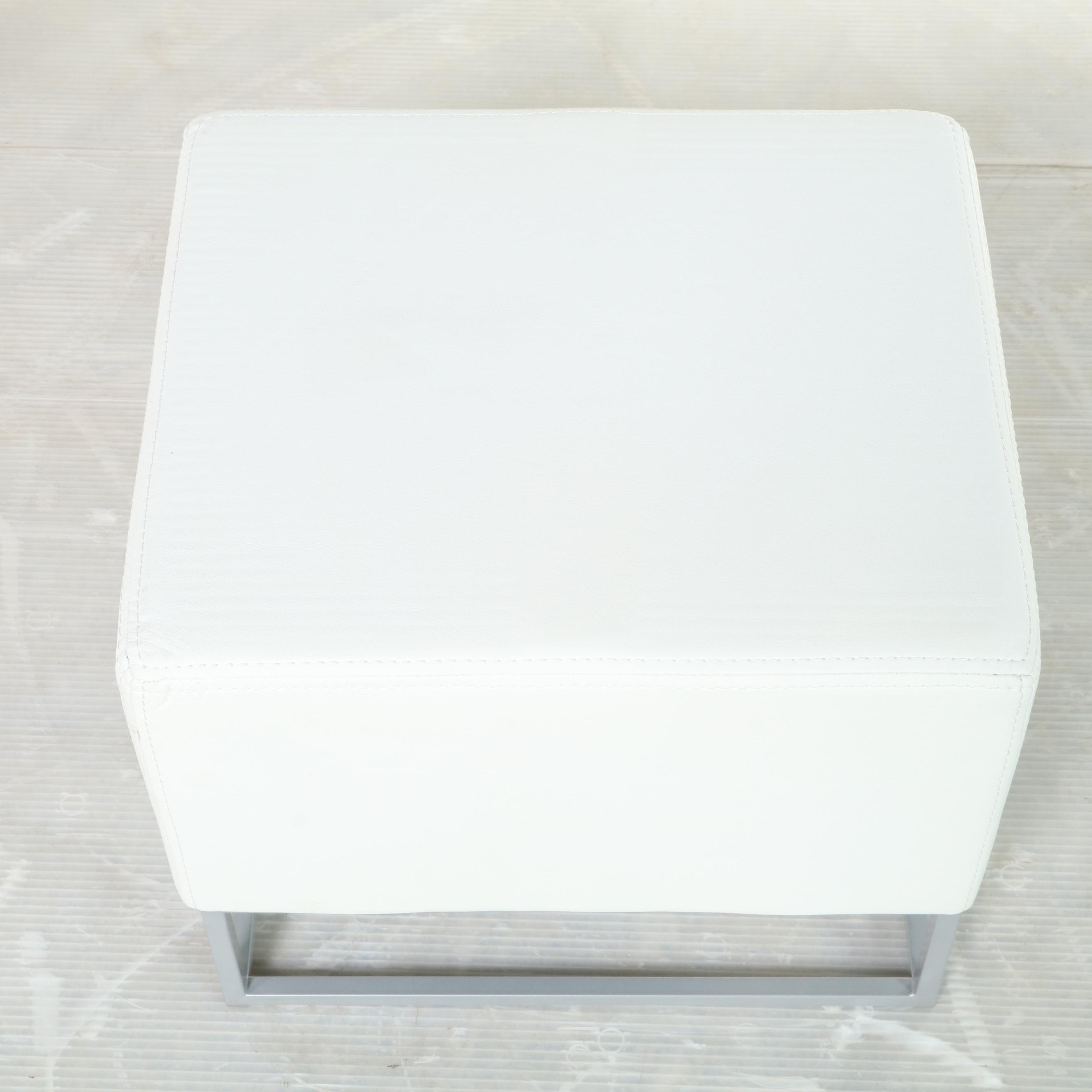 Six Chia'sso Modernist White Vinyl Ottomans with Covers EBTH