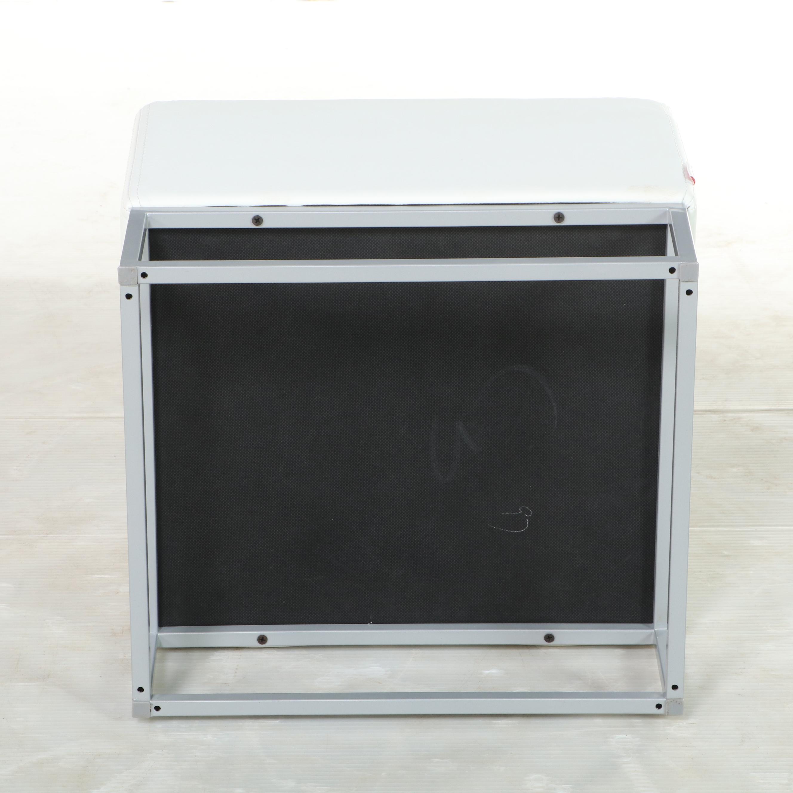 Six Chia'sso Modernist White Vinyl Ottomans with Covers EBTH