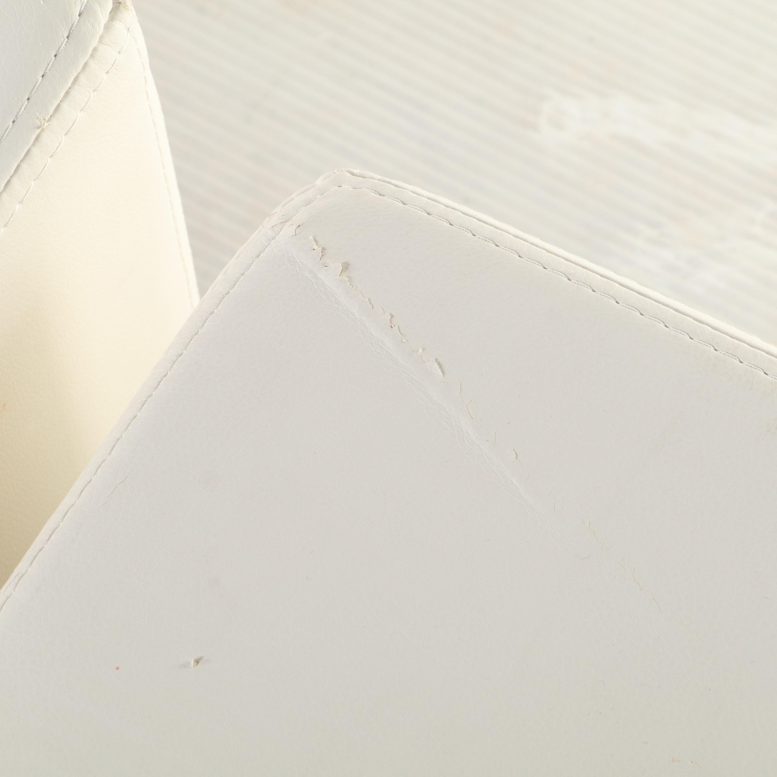 Six Chia'sso Modernist White Vinyl Ottomans with Covers EBTH