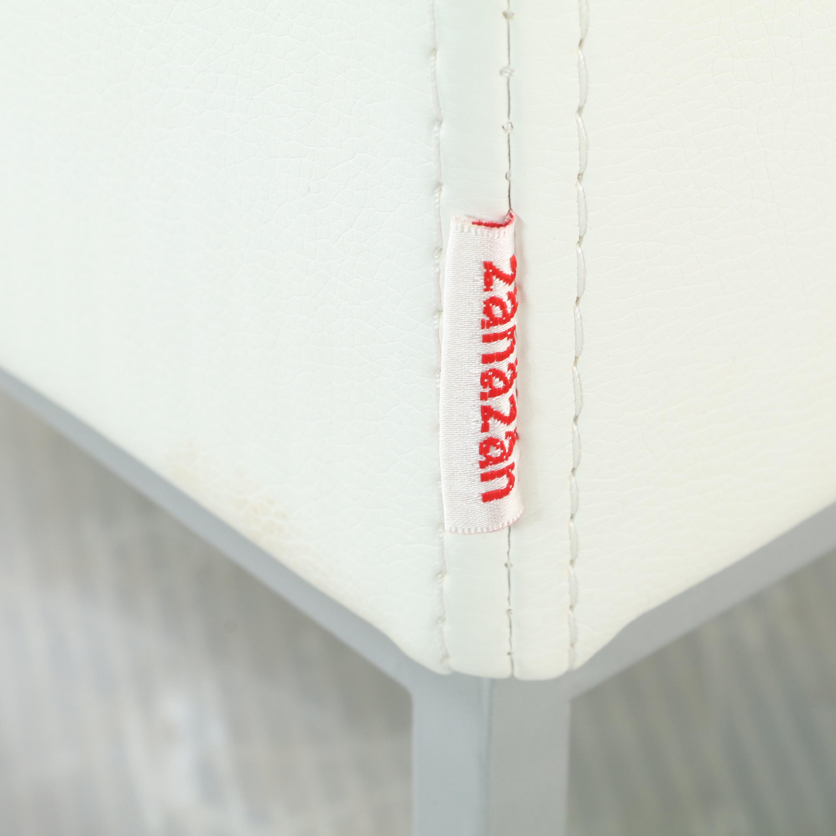 Six Chia'sso Modernist White Vinyl Ottomans with Covers EBTH