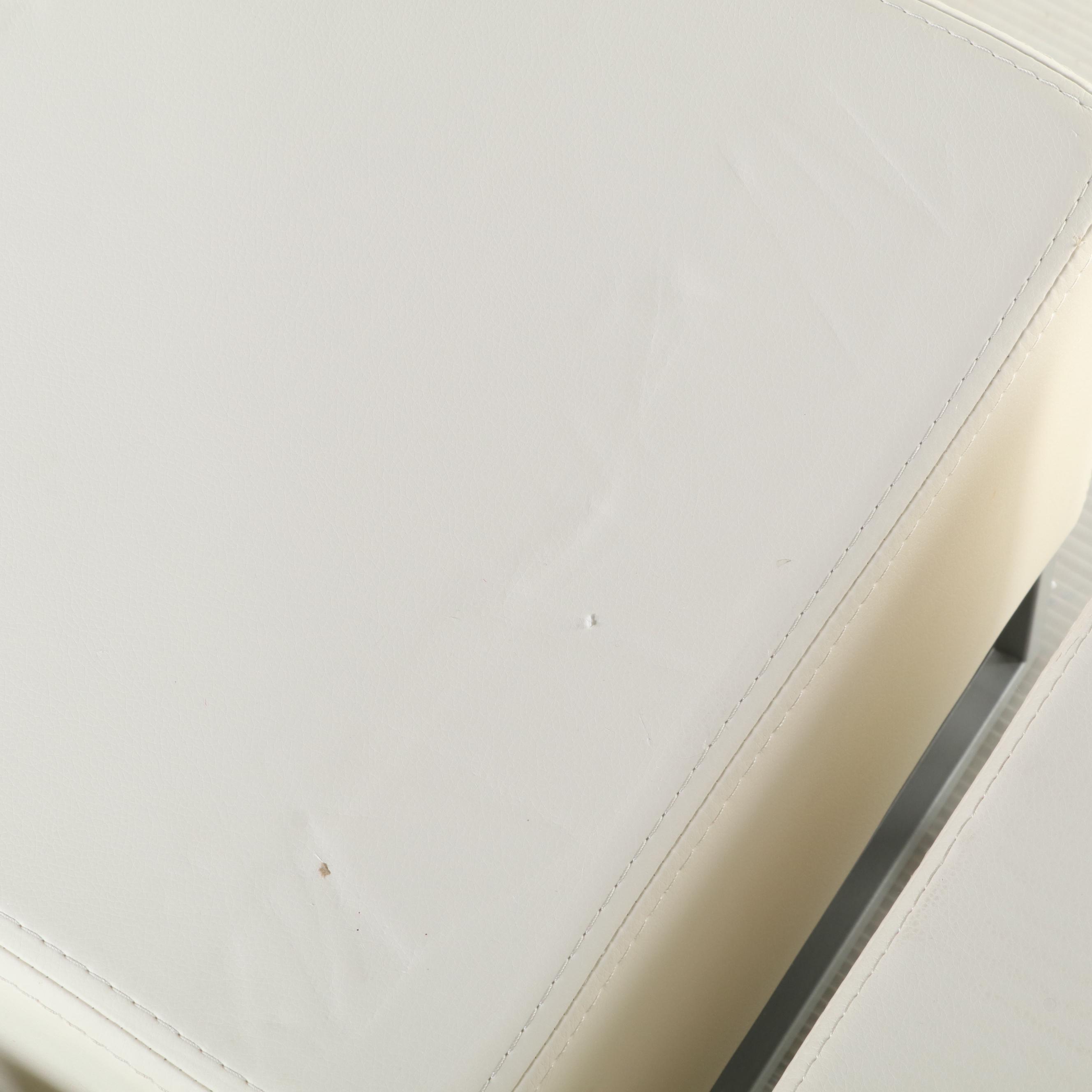 Six Chia'sso Modernist White Vinyl Ottomans with Covers EBTH