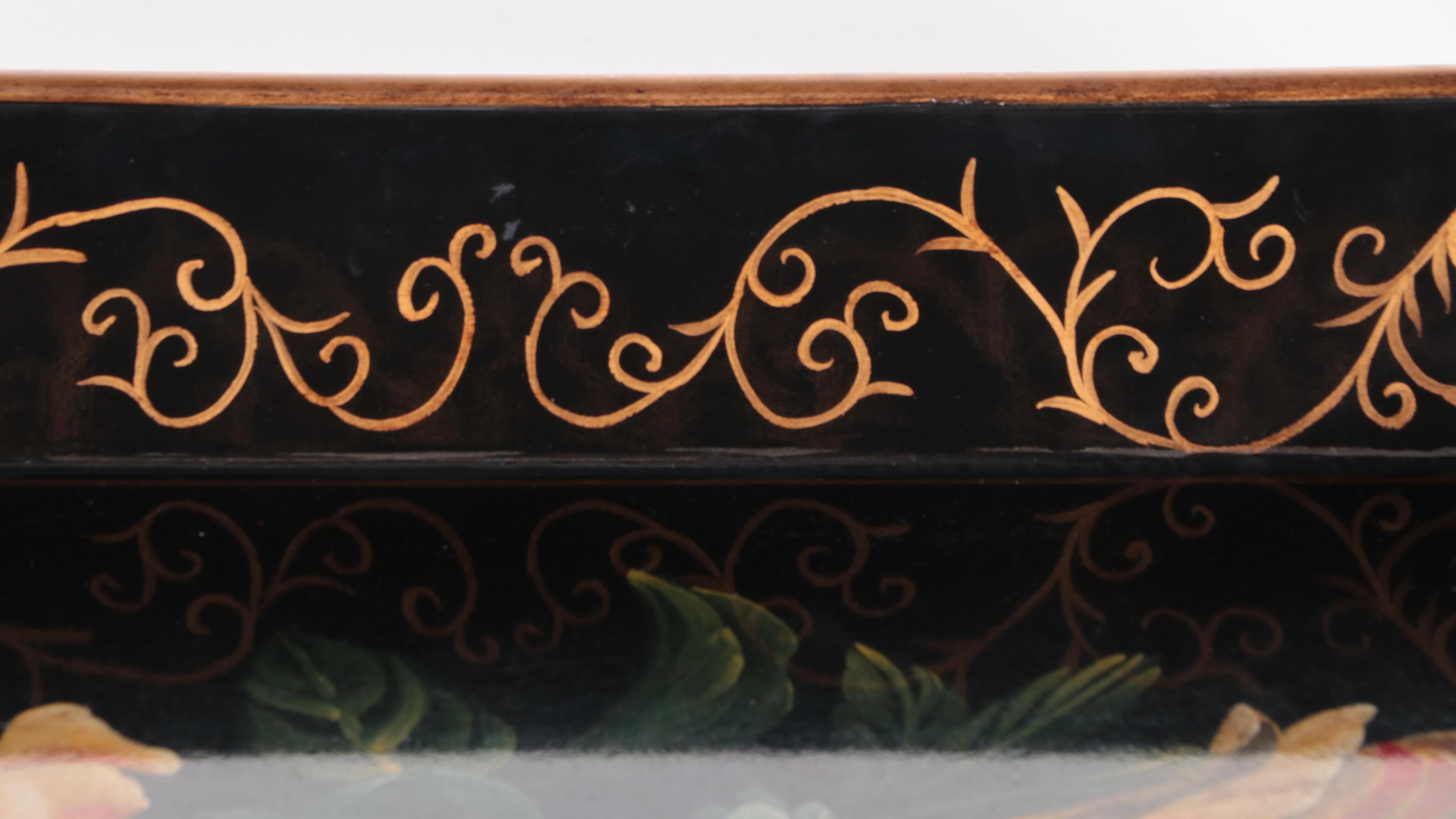 Decorative Crafts Victorian Style TolePainted Serving Tray, Late 20th