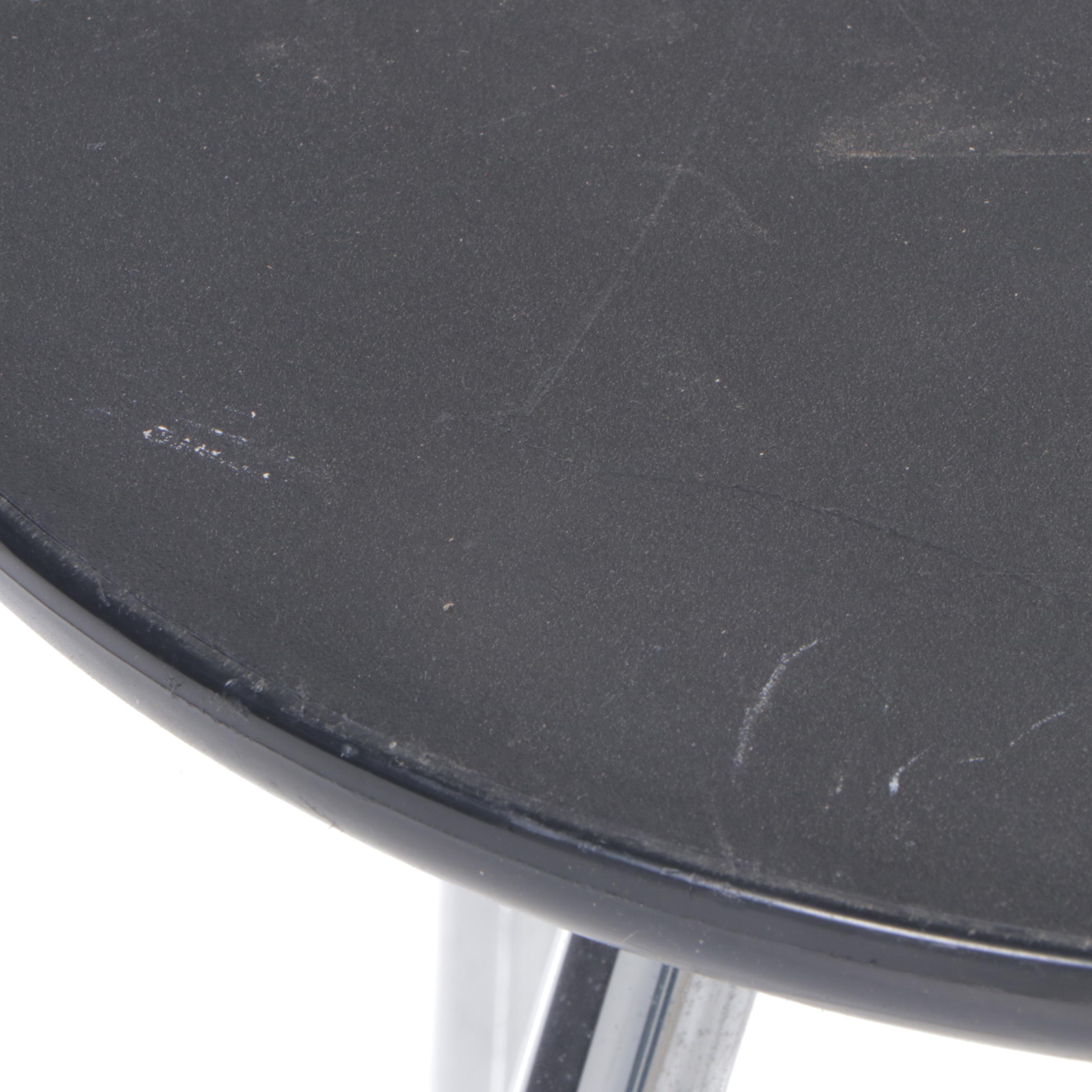 Five Modernist Style Chrome and Black Plastic Bar Stools EBTH