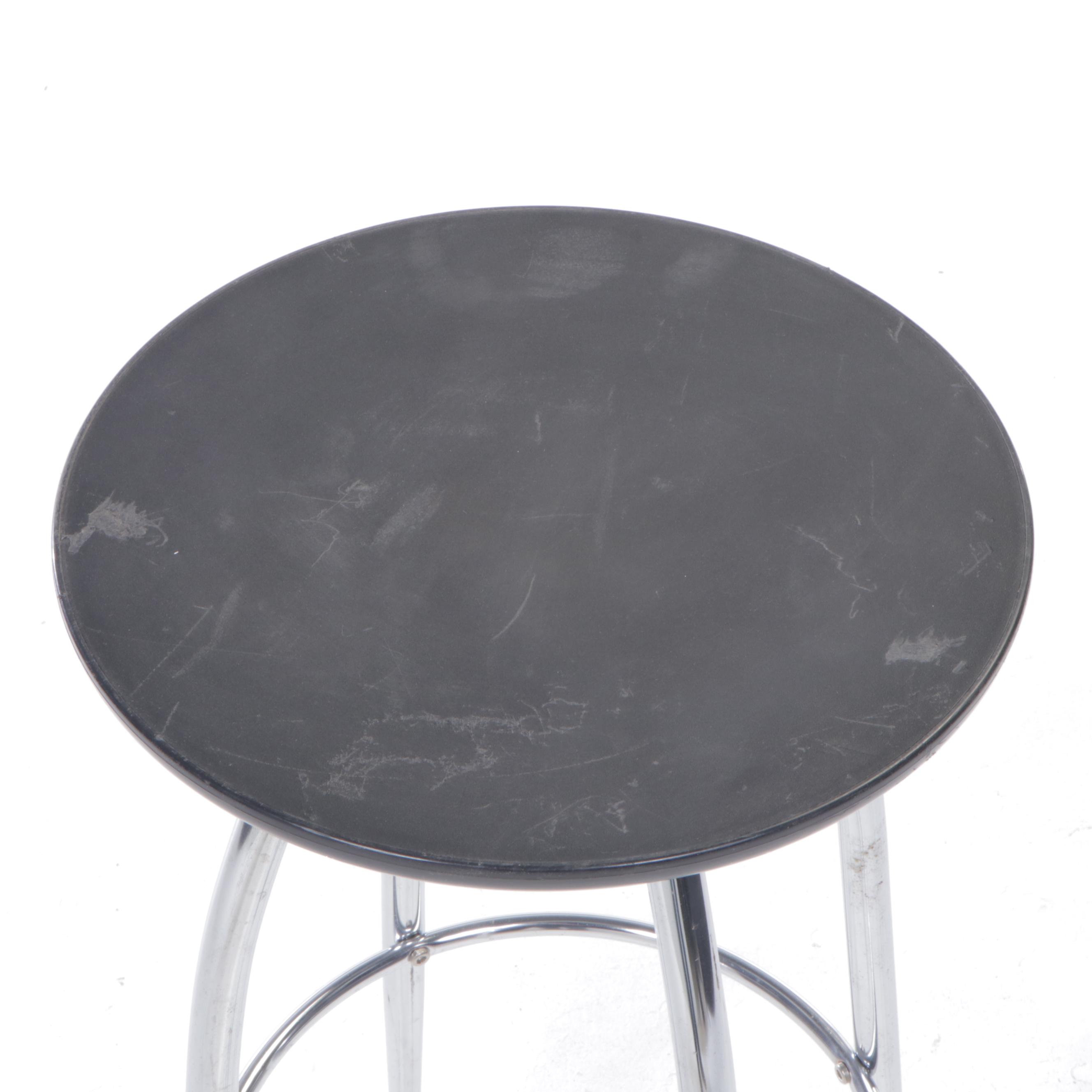 Five Modernist Style Chrome and Black Plastic Bar Stools EBTH