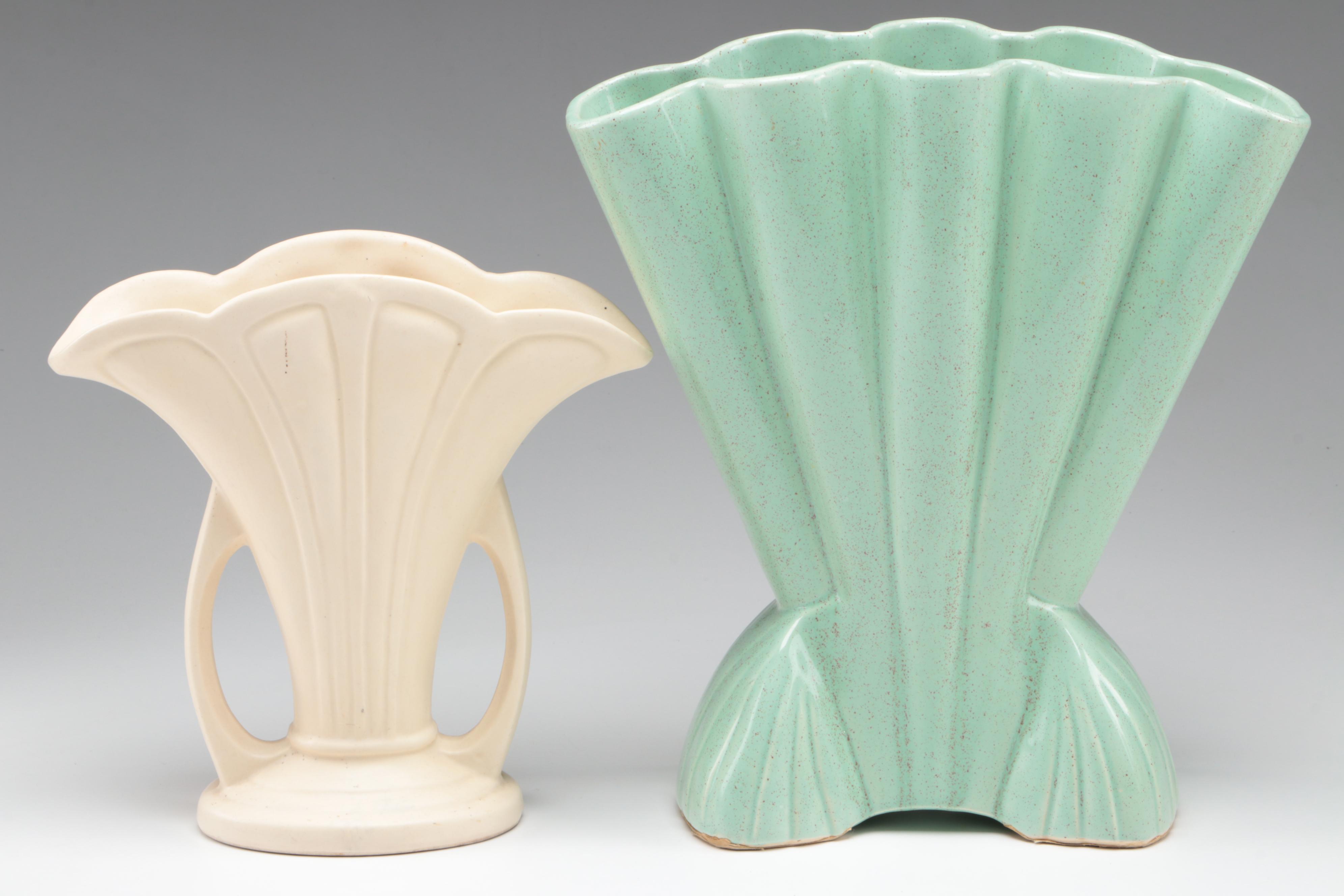 Brush McCoy Gladiola Vase with McCoy, Red Wing and Hull Ceramic Vases