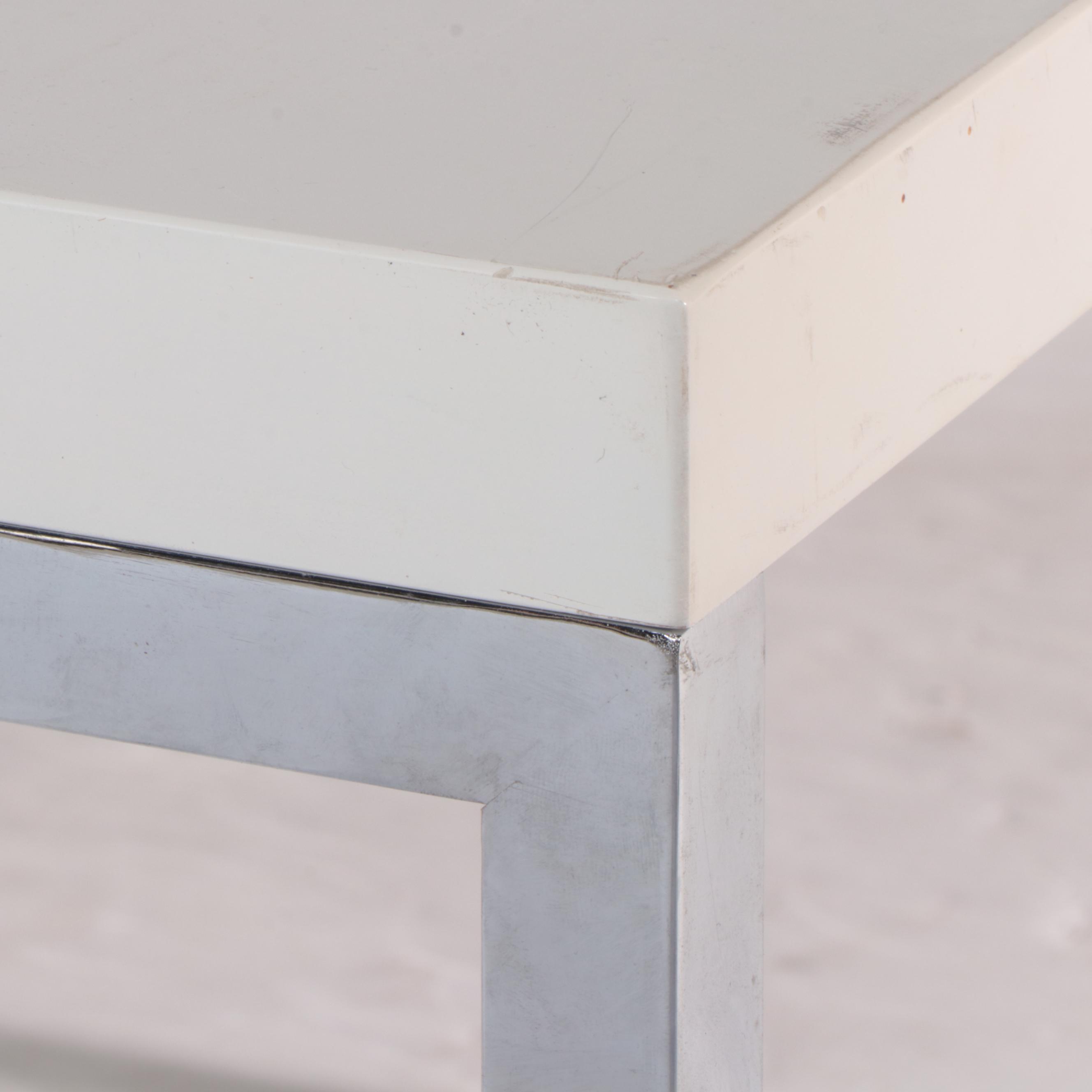 Accent Trend Sourcing Modernist Style Chrome and White Laminate Coffee