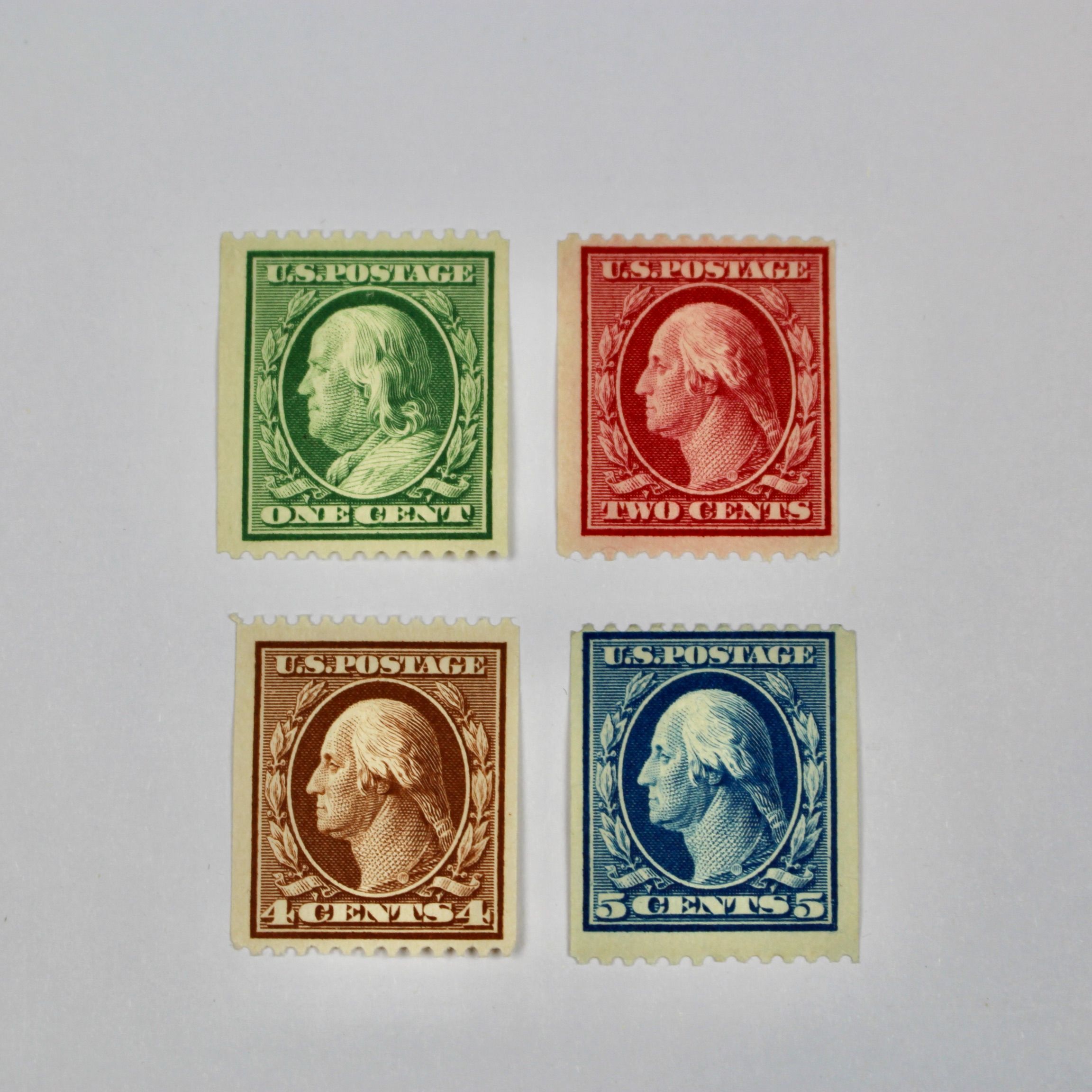 Four Mint Condition Perf 12 Horizontal Postage Stamps, 1908 to 1910 EBTH