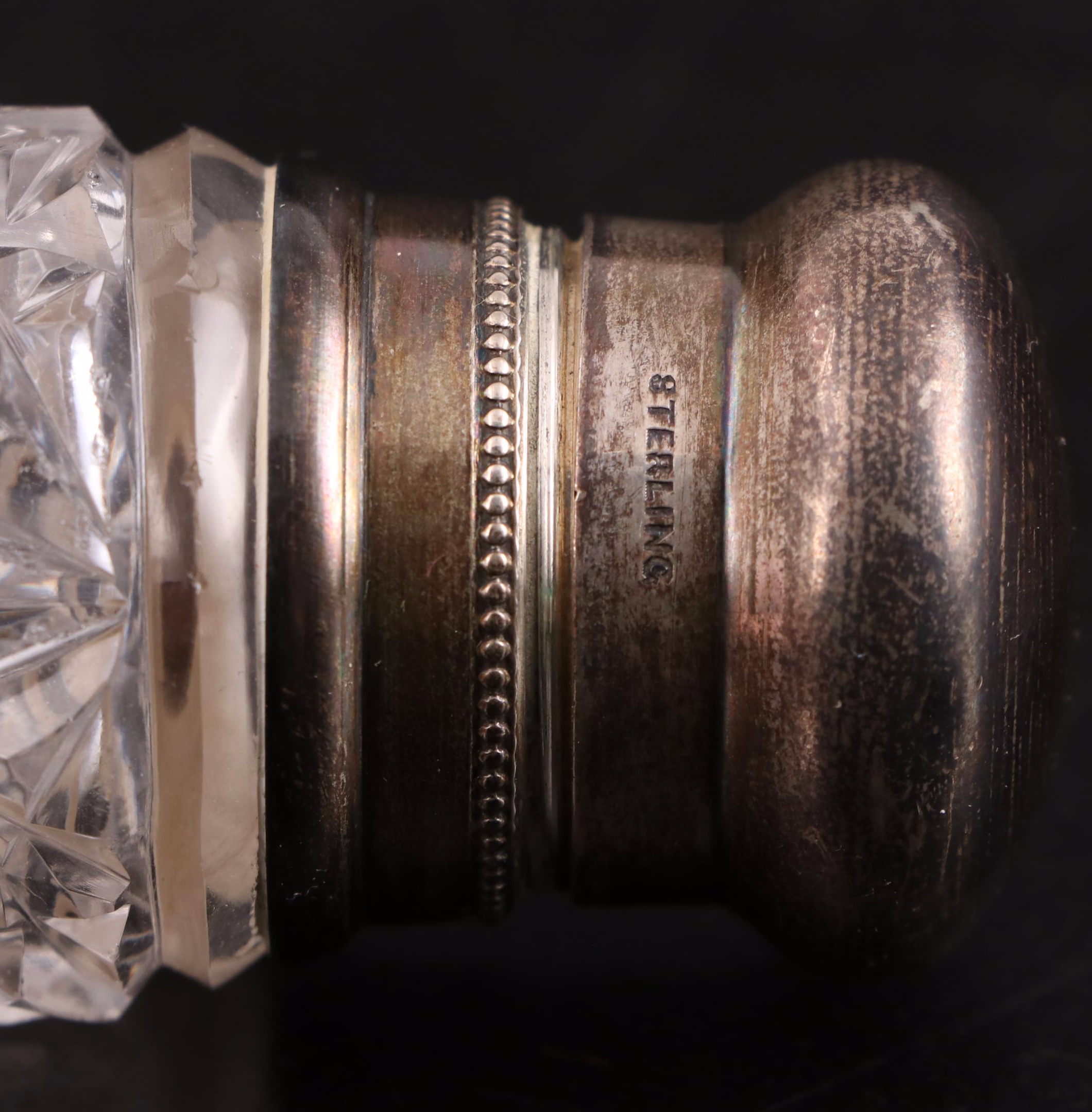 Victorian Cut Glass Cylinder Vanity Bottle with Sterling Silver Cap EBTH