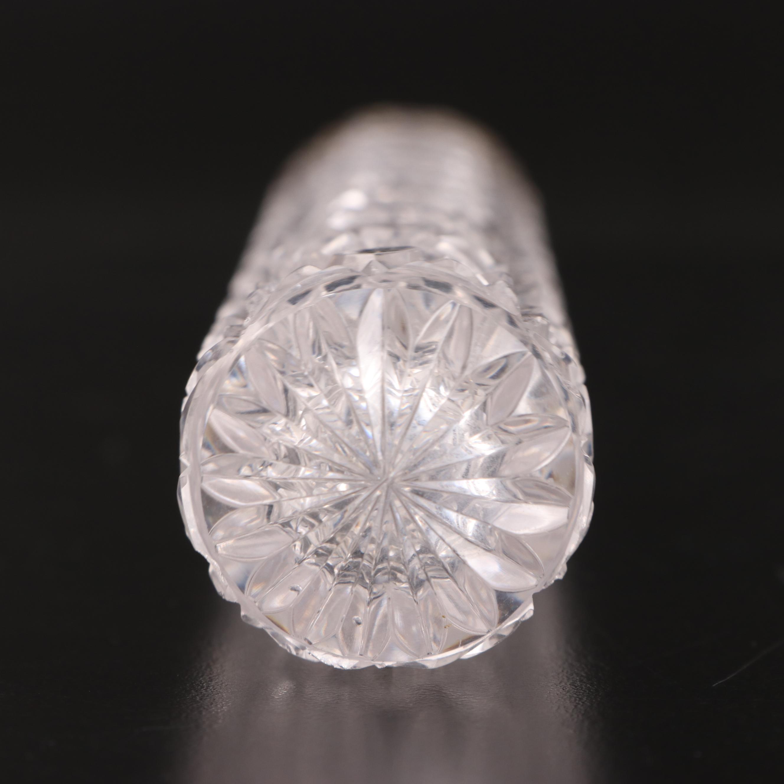 Victorian Cut Glass Cylinder Vanity Bottle with Sterling Silver Cap EBTH