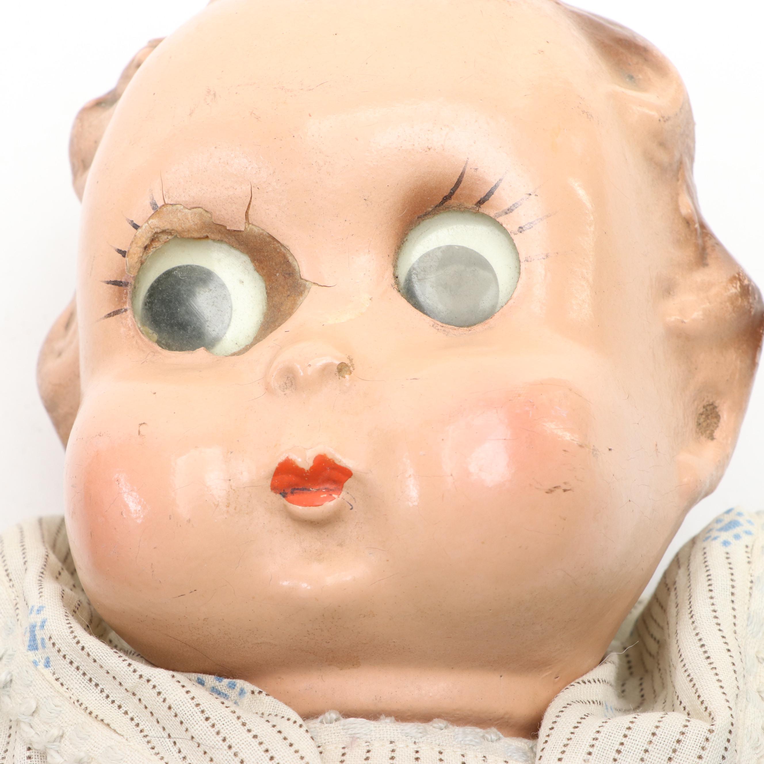 Composition and Fabric Googly Eye Dolls, Early to Mid20th Century EBTH