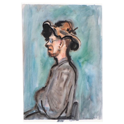Marina Mozhayeva Watercolor Portrait of Seated Figure, 2013