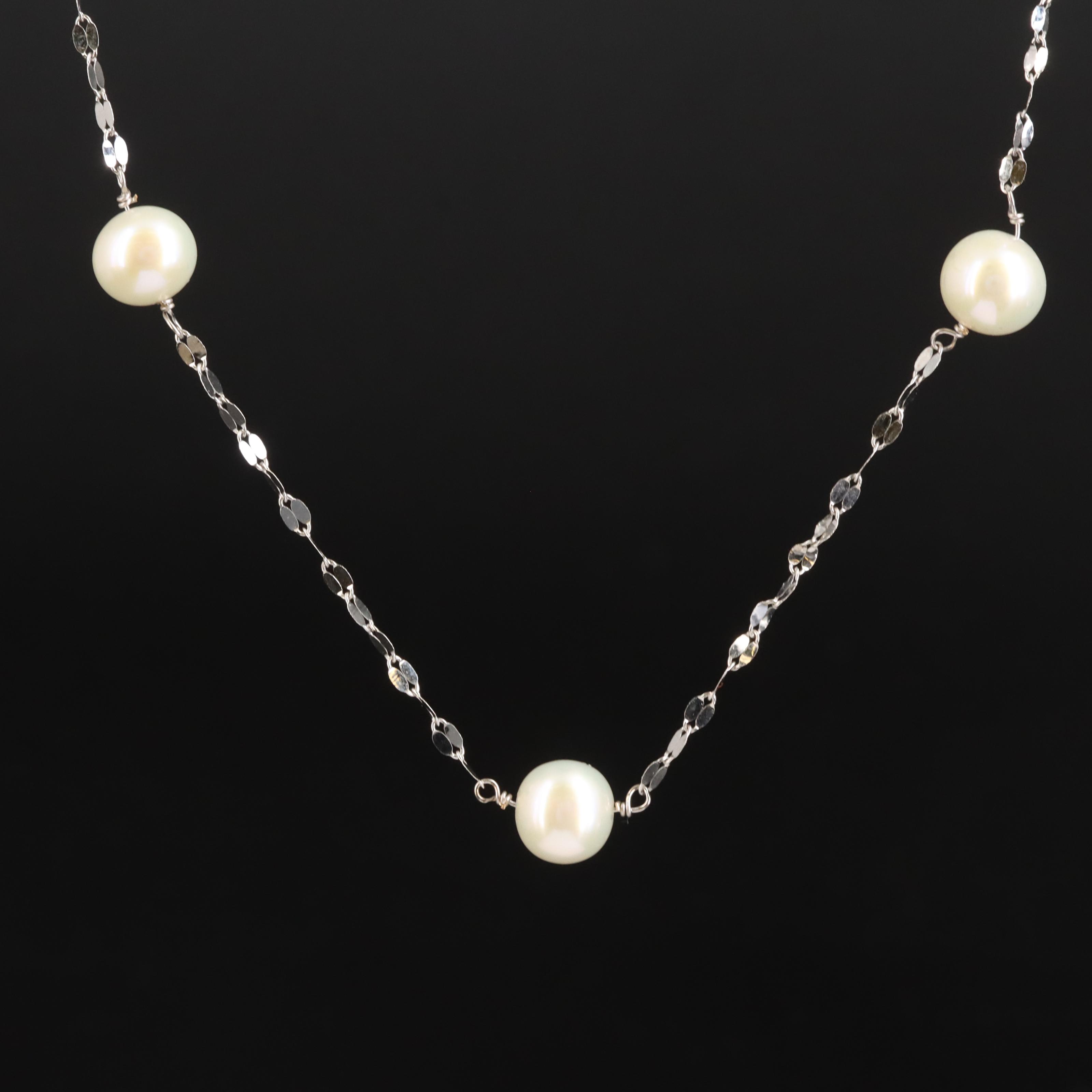 10K Pearl Station Necklace EBTH