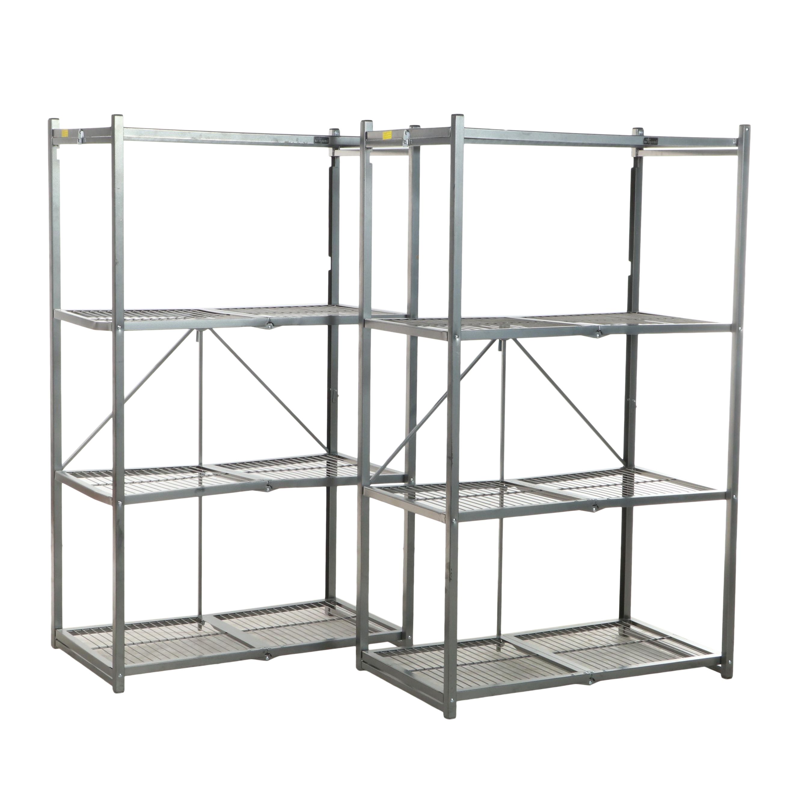 Two Origami Folding Metal Storage Shelf Units EBTH