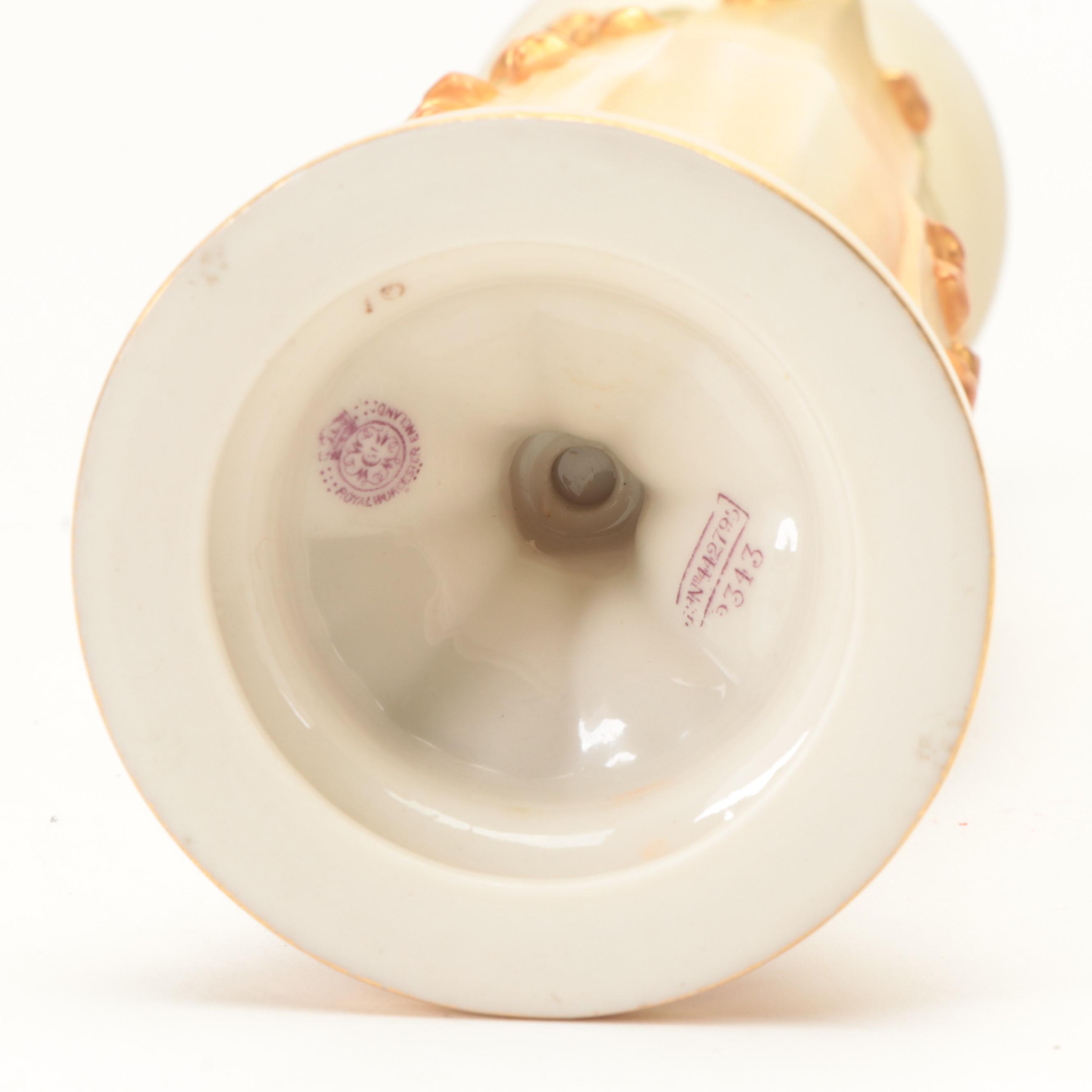 Royal Worcester Lily of the Valley HandPainted Porcelain Vase, Early