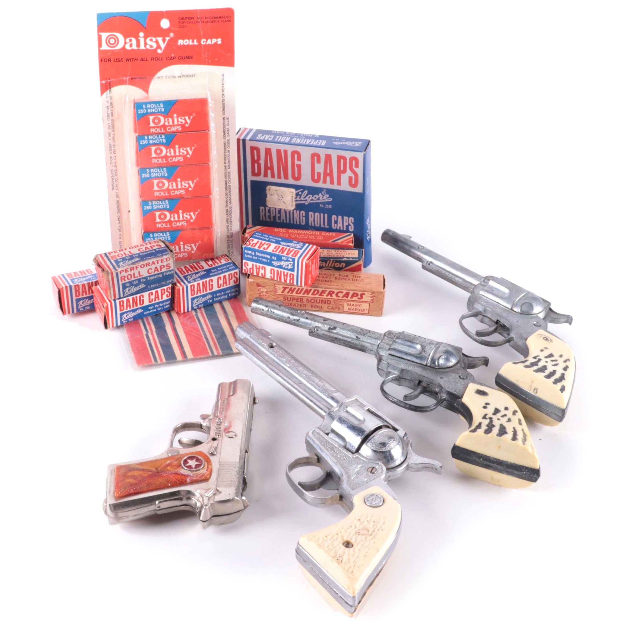 Daisy, Hubley and Nichols Toy Cap Guns with Caps, Mid-20th Century | EBTH