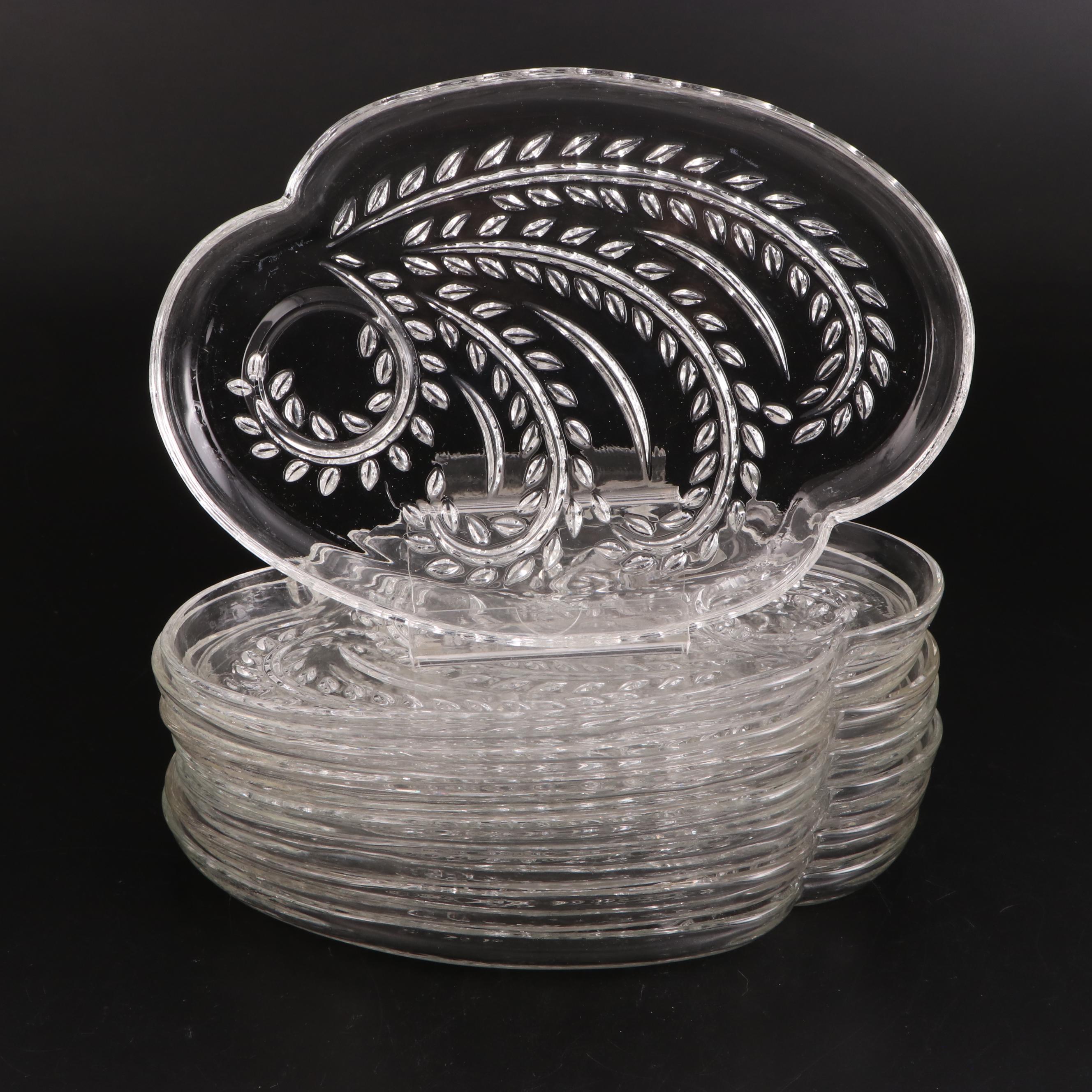 Federal "Homestead" Pressed Glass Snack Plates with Fostoria and Other
