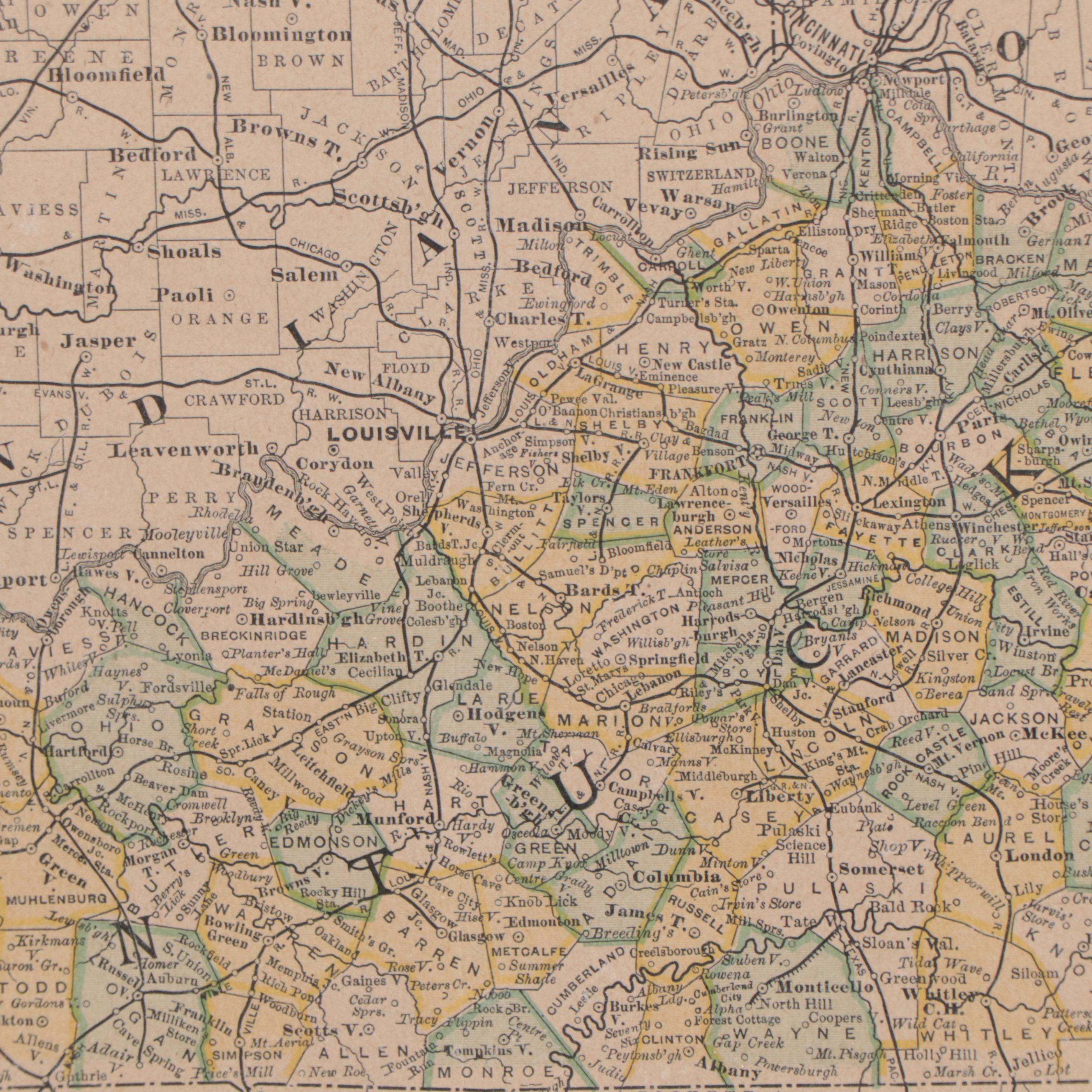 Rand, McNally & Company Wax Engraving Map of Kentucky, 1885 EBTH