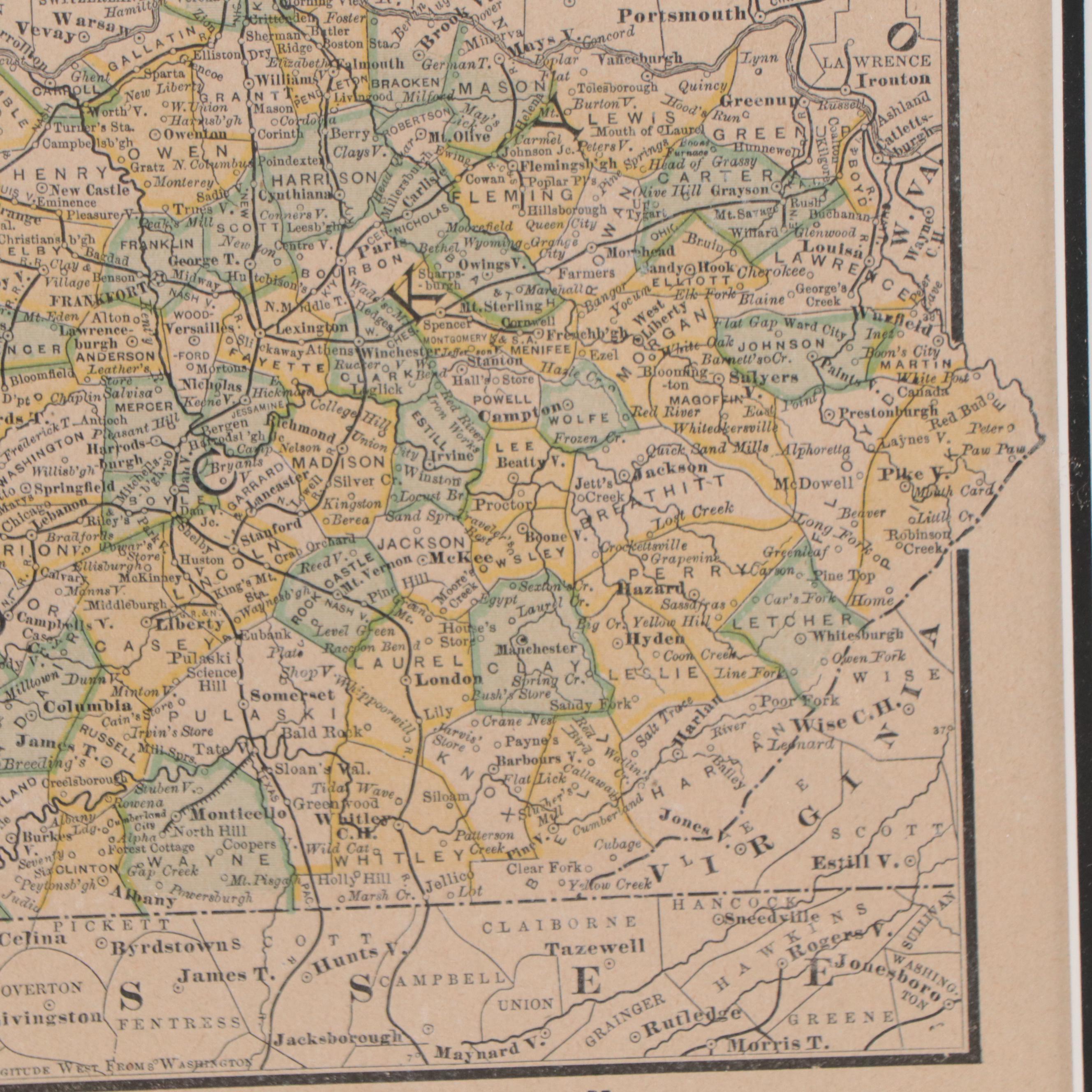 Rand, McNally & Company Wax Engraving Map of Kentucky, 1885 EBTH