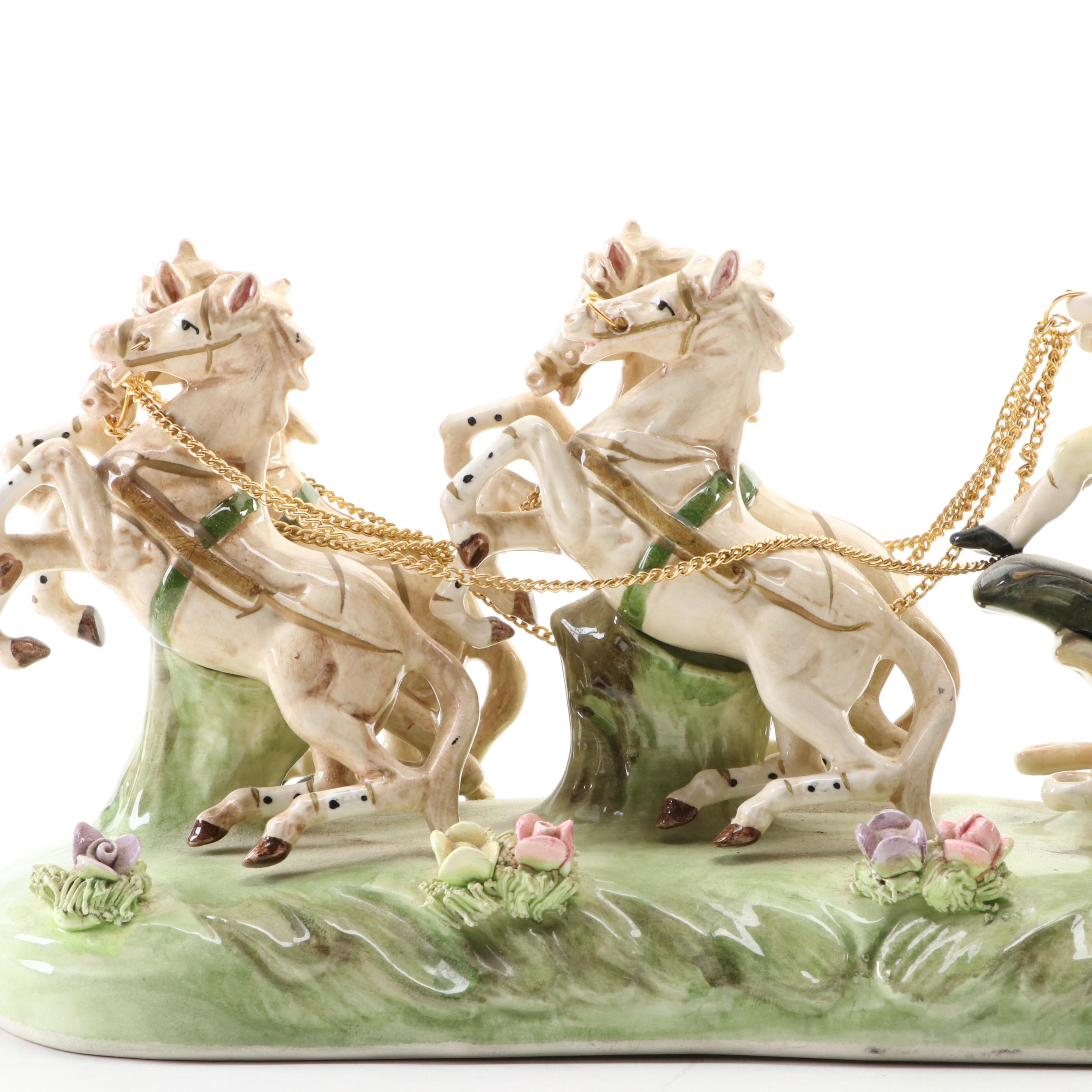 Capodimonte HandPainted Porcelain Horse and Carriage Figurine EBTH