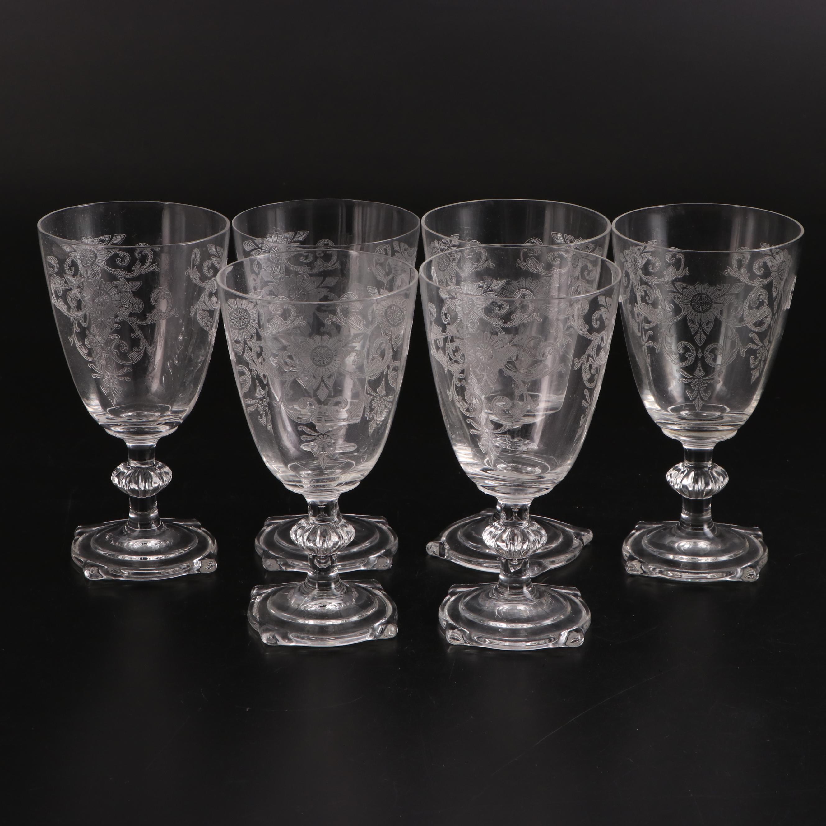 Heisey "Old Colony Clear" Glass Water Goblets, Champagne Glasses, and