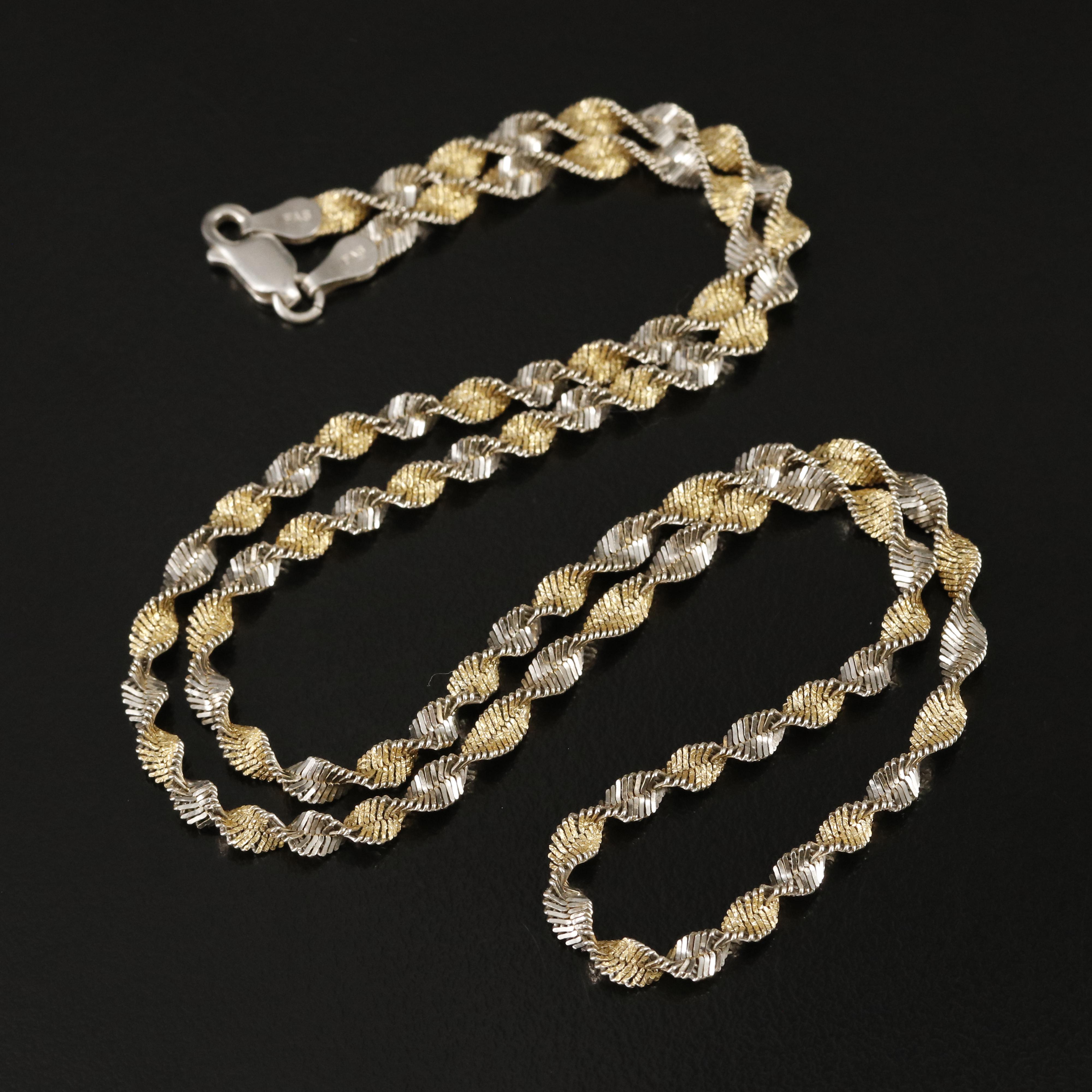 Sterling Twisted Herringbone Chain Necklace EBTH