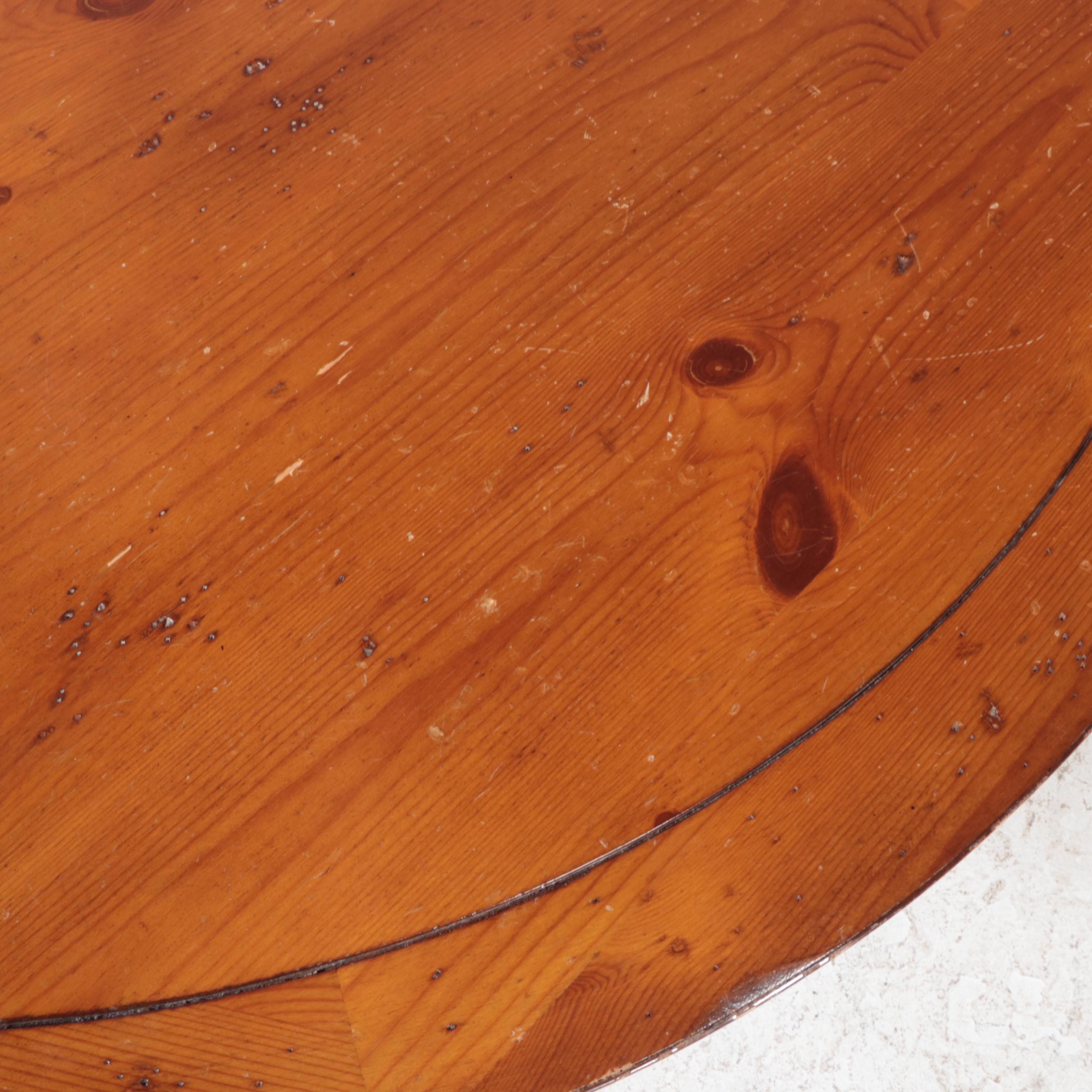 Classical Style Distressed Pine Dining Table on Scrolled Base EBTH