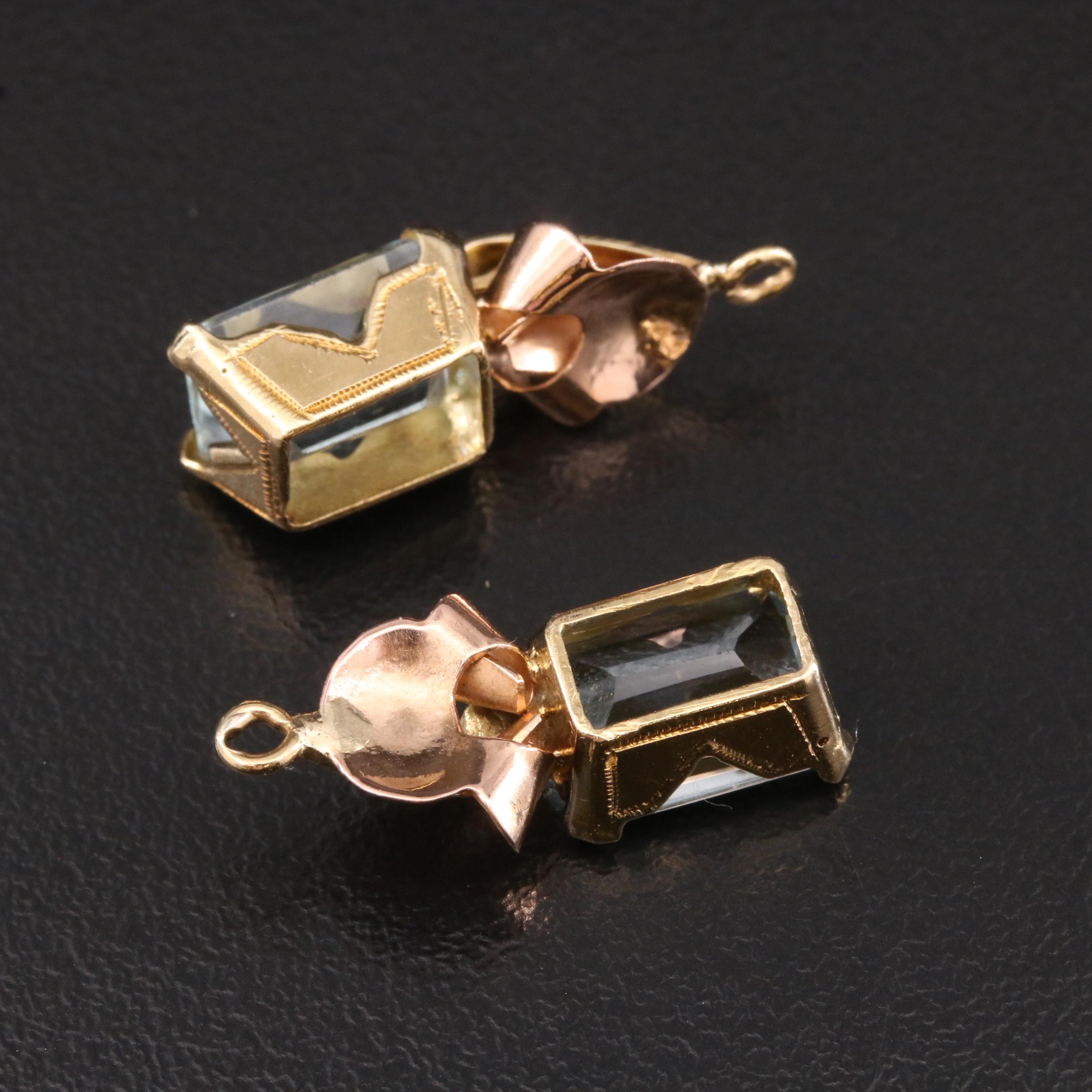 Vintage 18K TwoTone Aquamarine Enhancers EBTH