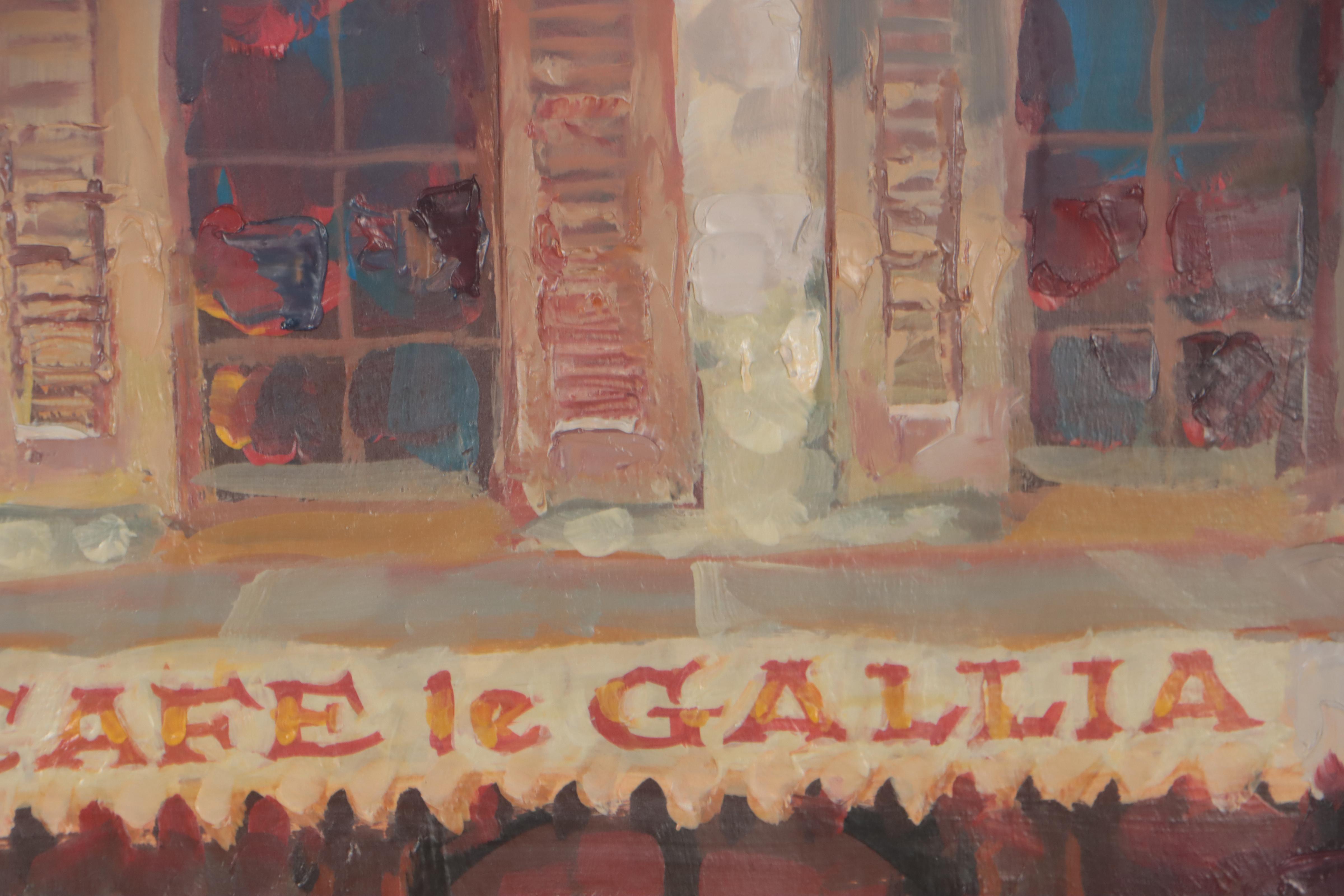 Leland Beaman Oil Painting of Cafe le Gallia, Late 20th Century EBTH