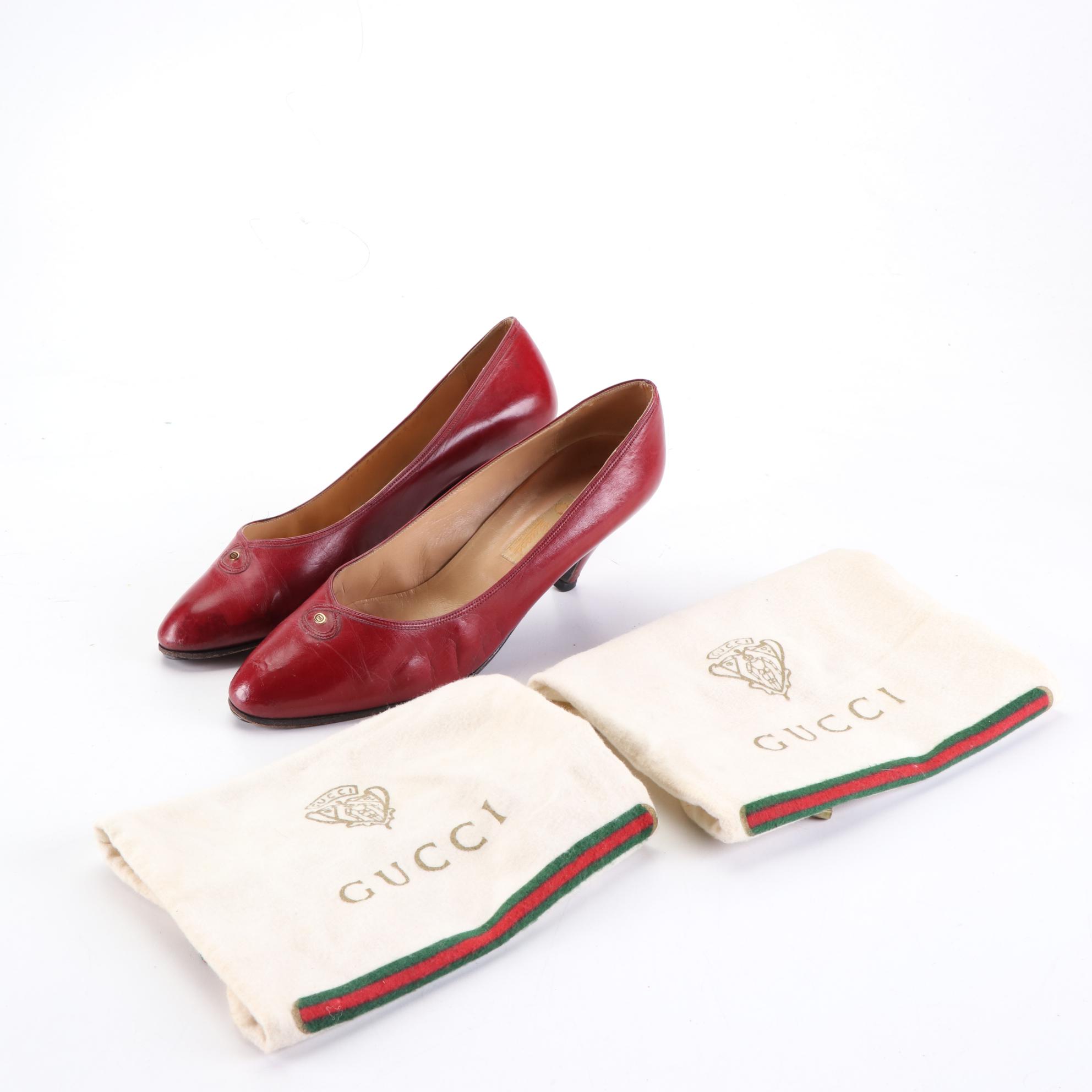 Gucci Interlocking GG Leather Pumps with GG Canvas Shoe Trees EBTH