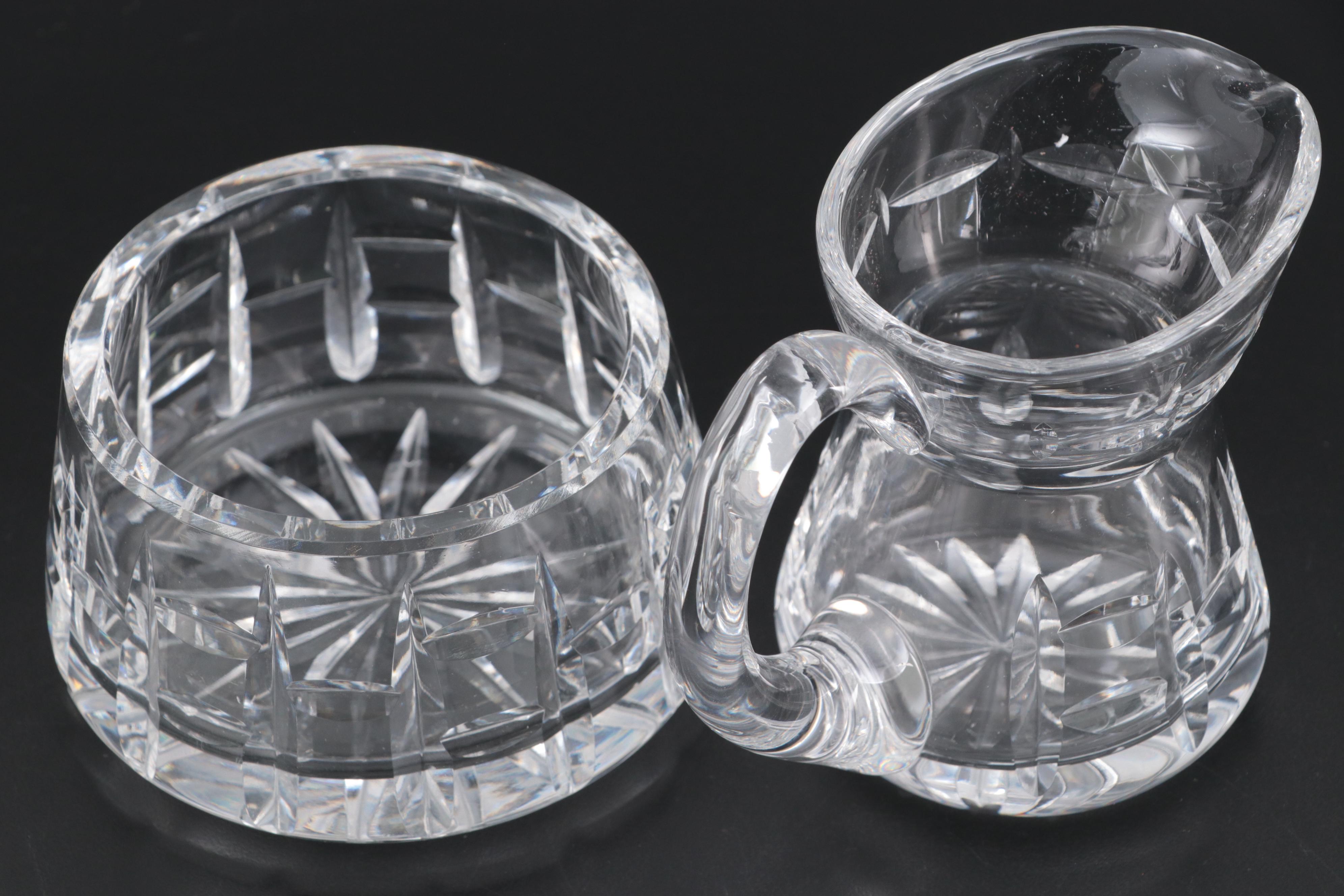 Waterford Crystal Open Sugar and Creamer, Late 20th Century EBTH