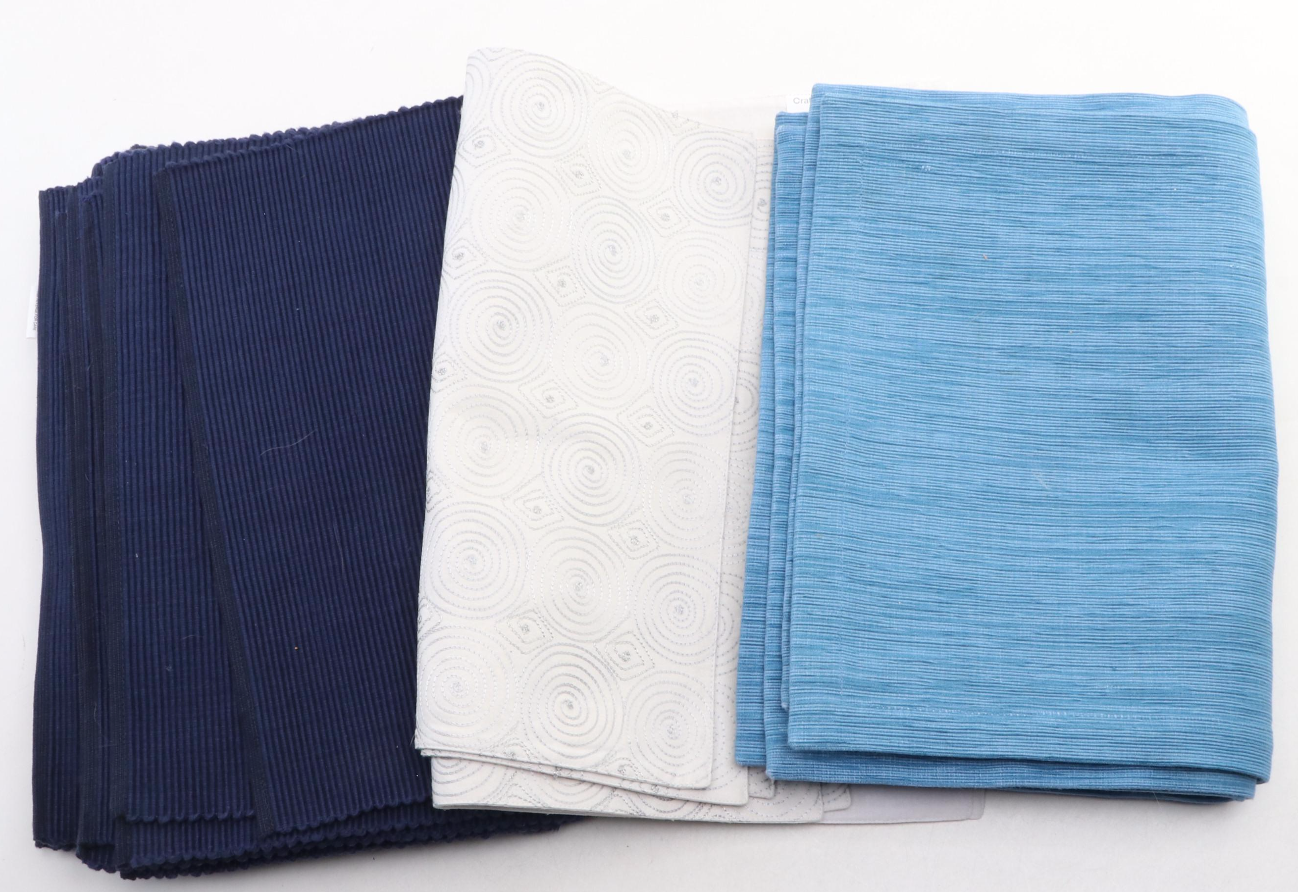 Pottery Barn and Crate & Barrel Napkins and Placemats in Shades of Blue