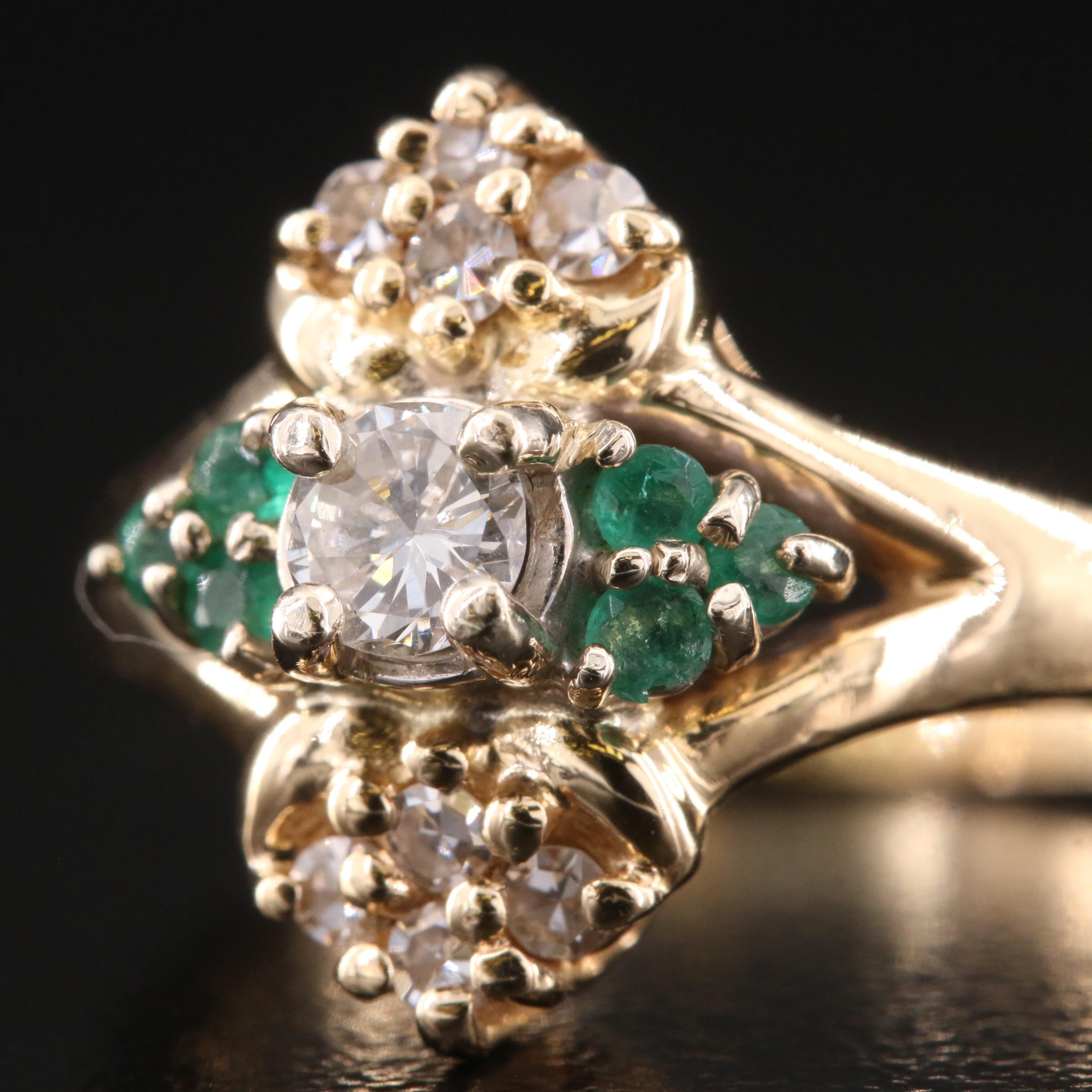 14k Emerald + Diamond Ring main image 1