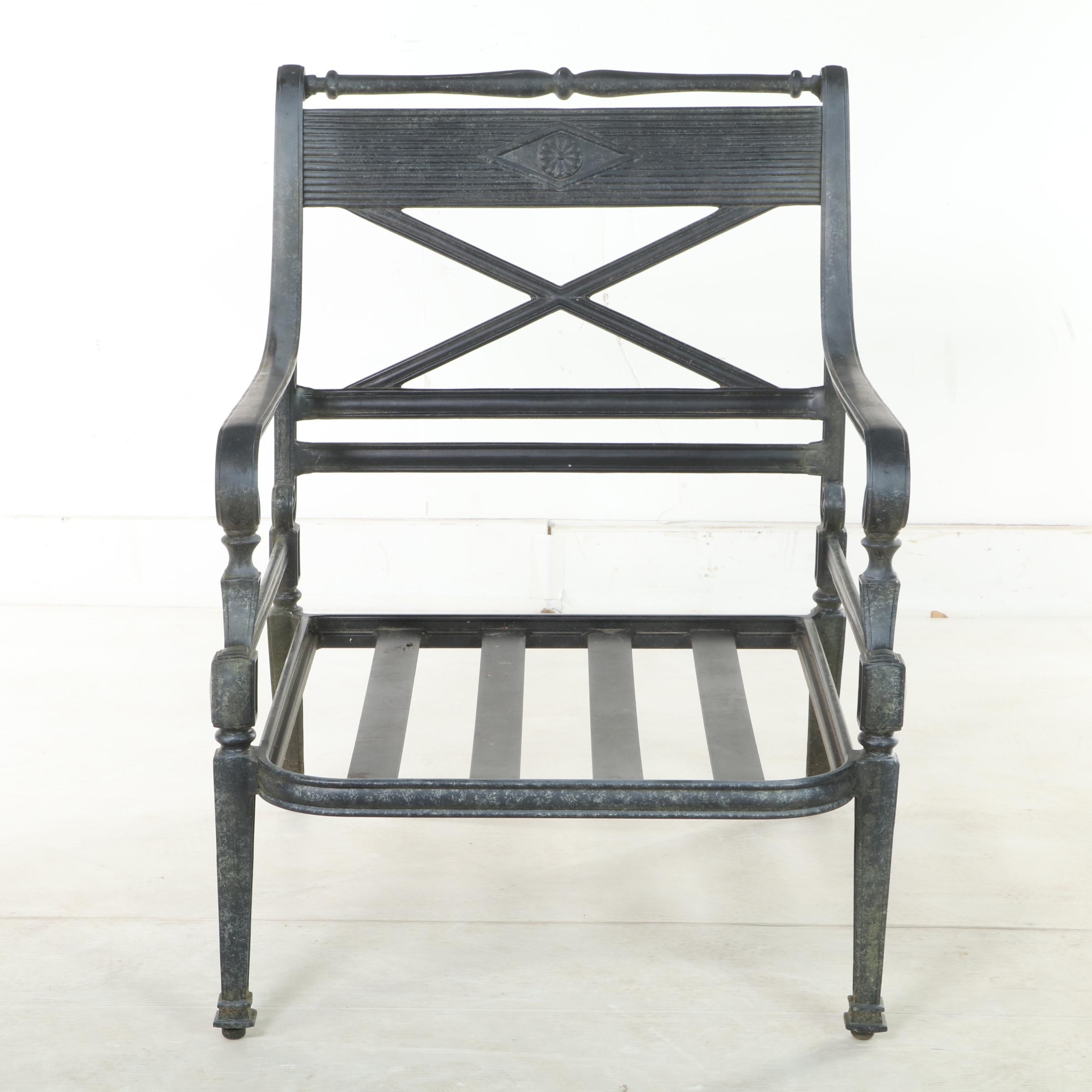 Frontgate Pair of Neoclassical Patio Lounge Chairs with Ottoman EBTH