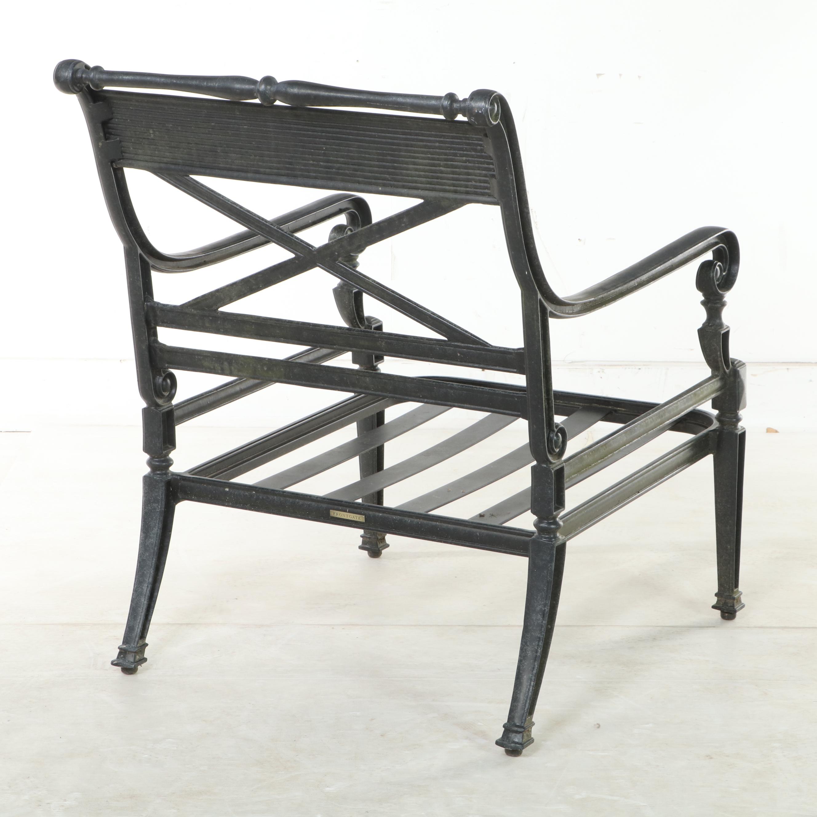 Frontgate Pair of Neoclassical Patio Lounge Chairs with Ottoman EBTH