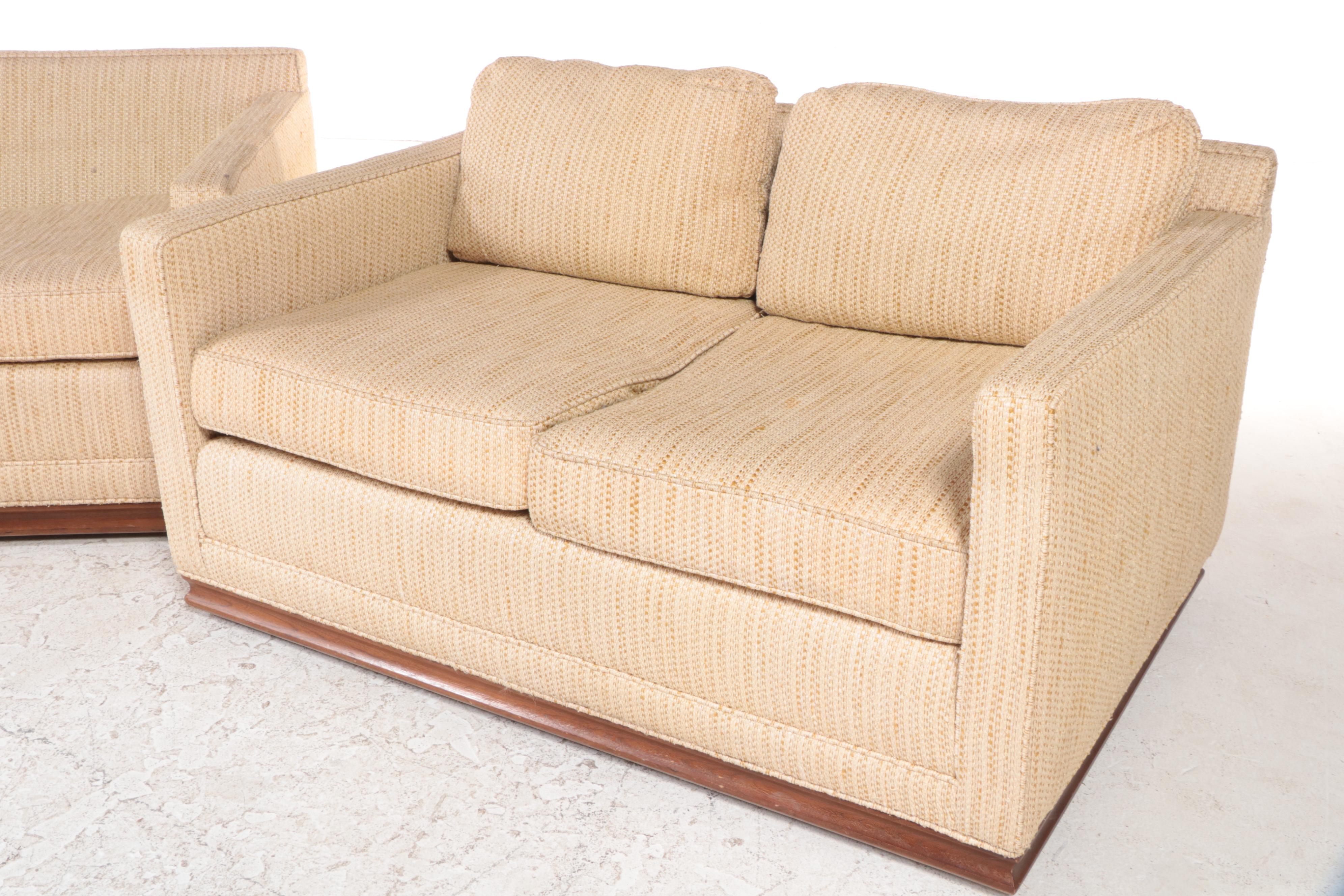 Flair Inc., MidCentury Boxed Sofa and Loveseat in Original Fabric EBTH