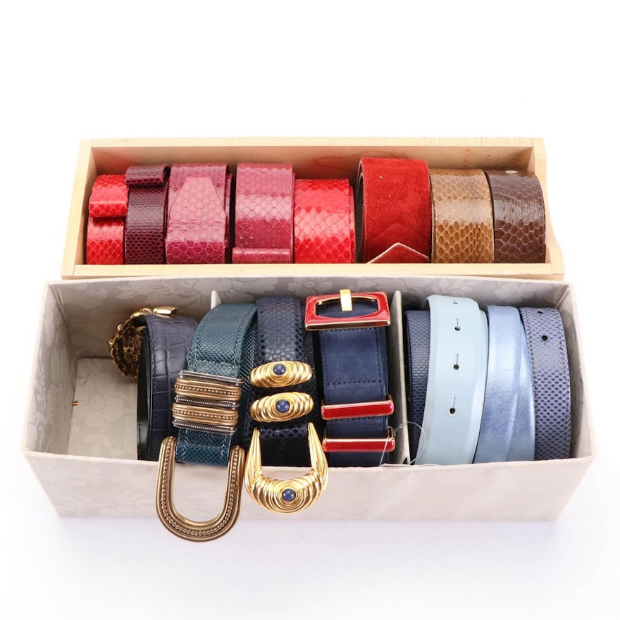 Alexis Kirk, Carlisle, David D. and More Belts in Leather, Snakeskin, and Suede