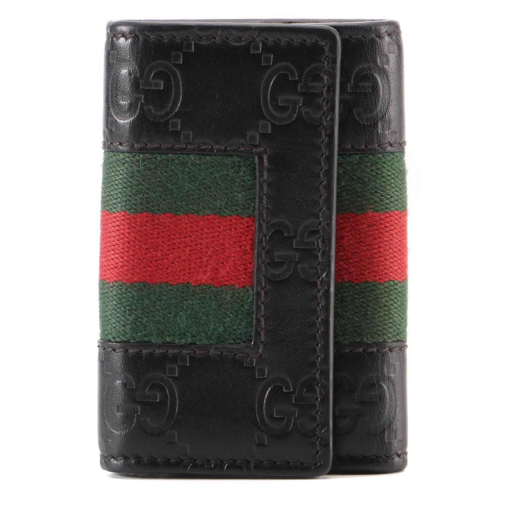 Gucci Key Holder in Black Guccissima Leather and  Trim EBTH