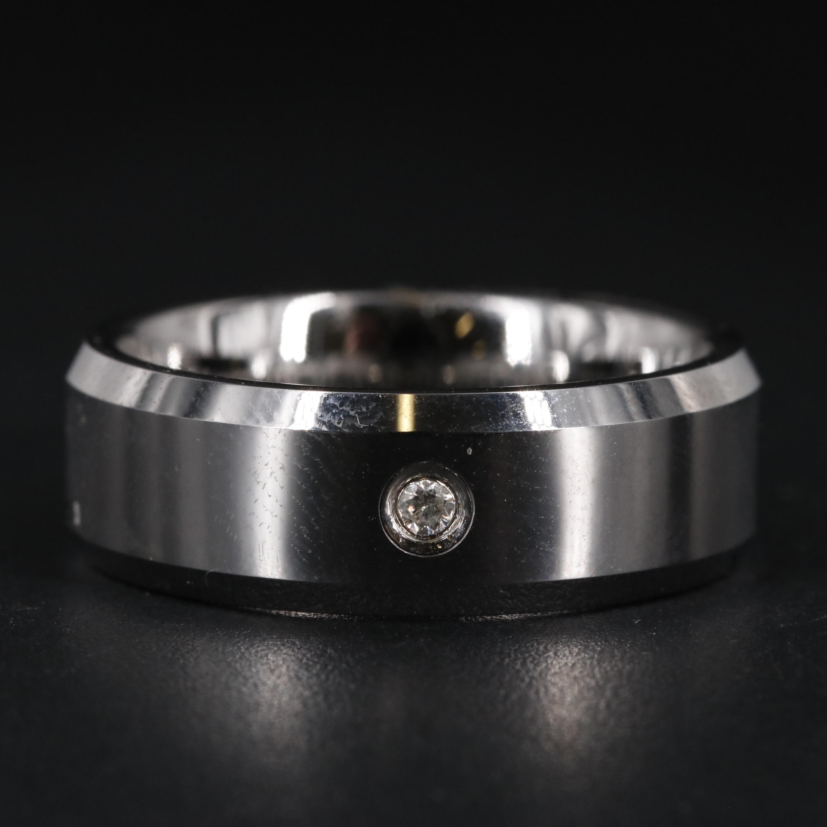 Tungsten Carbide Ring with Diamond Accent EBTH