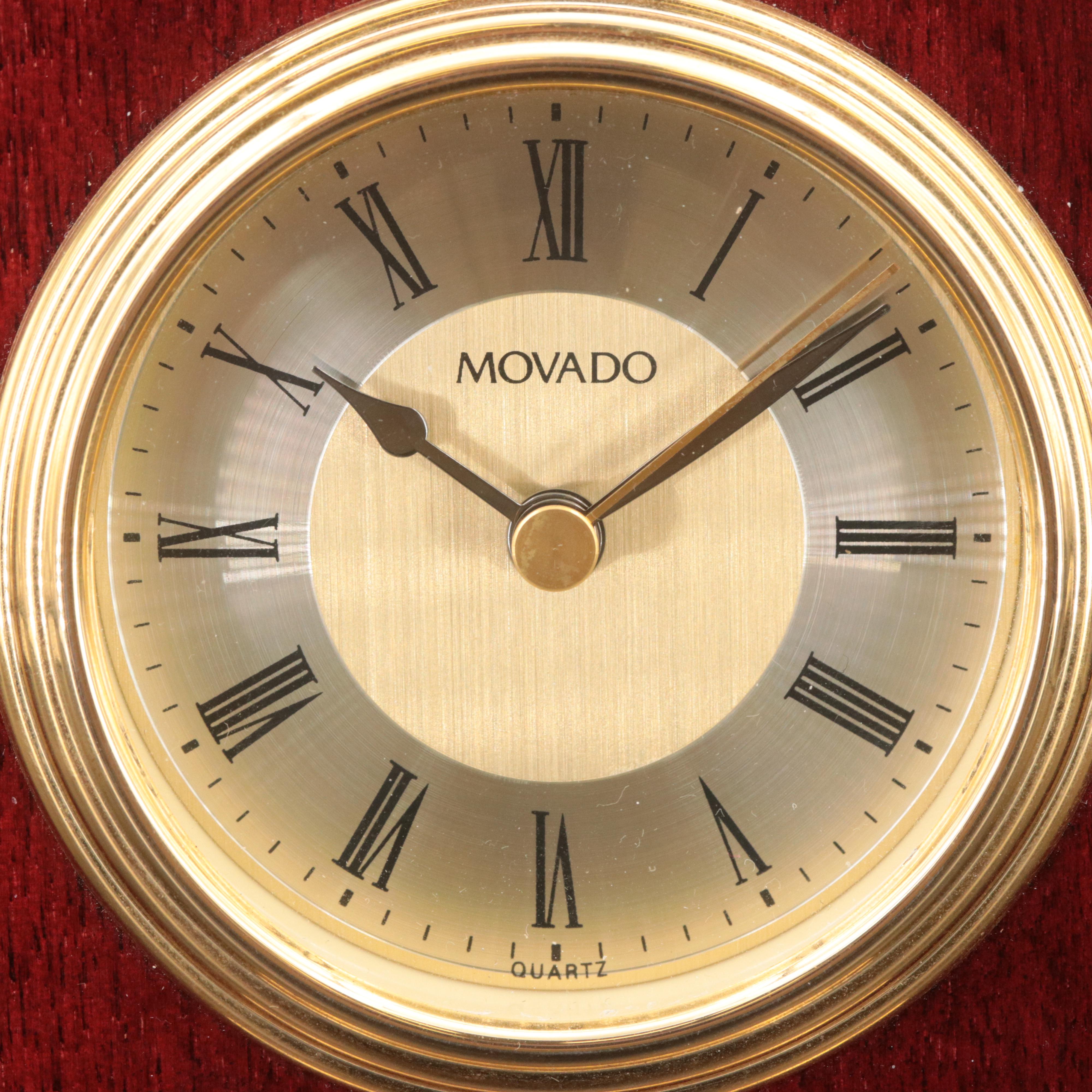Movado Wood and Brass Desk Clock EBTH