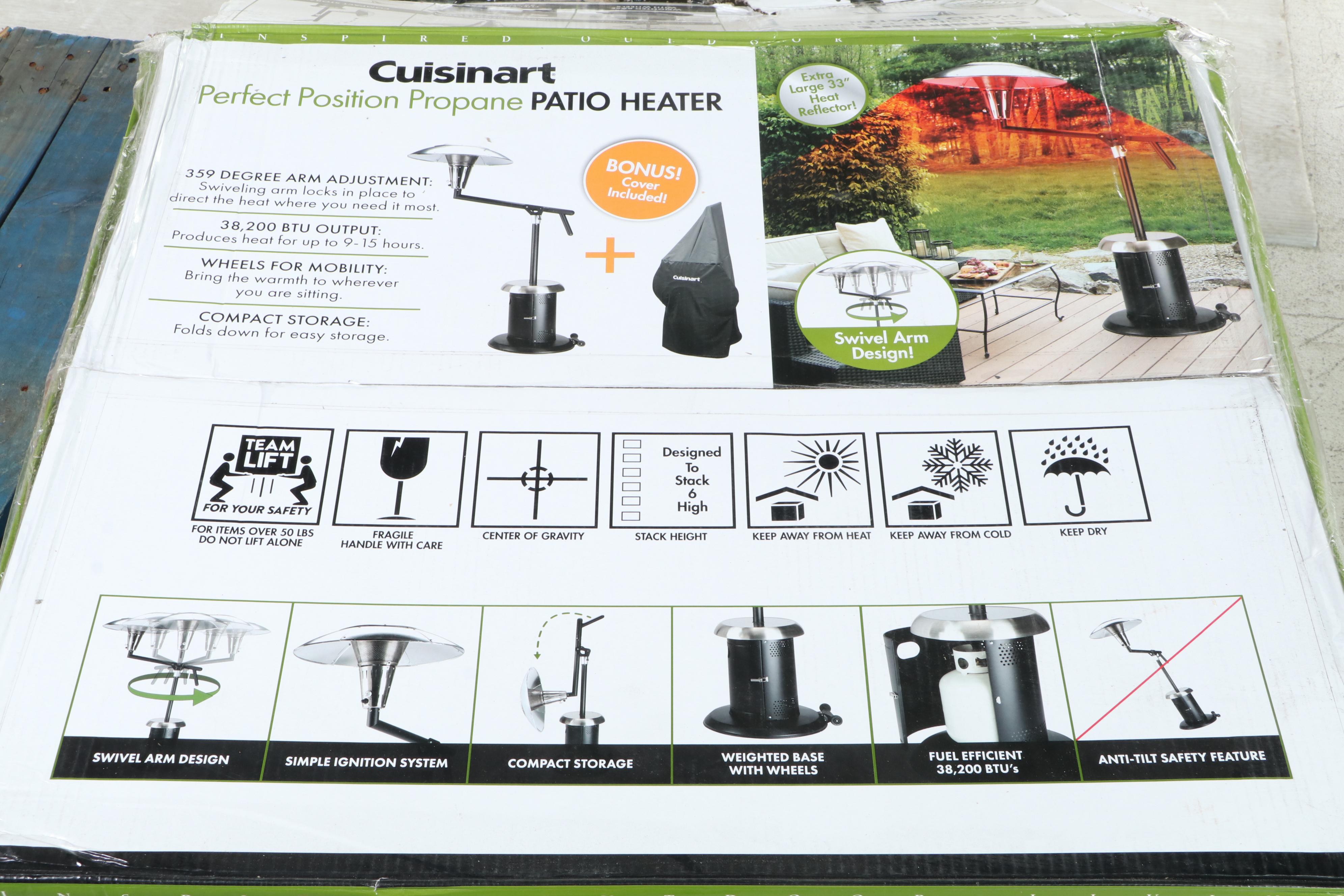 Cuisinart Perfect Position Propane Patio Heater with Cover EBTH