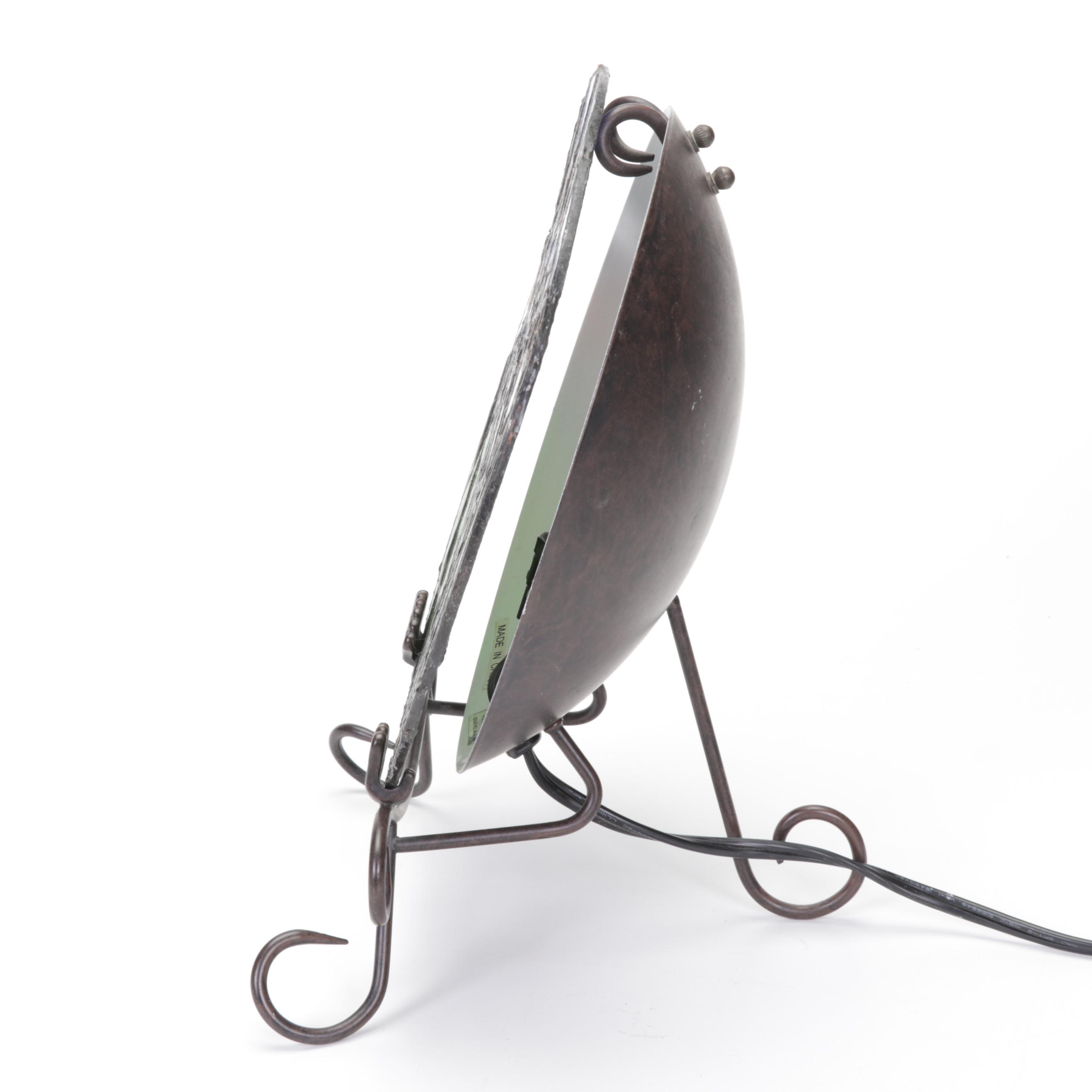 Pair of Dragonfly Slag Glass Tabletop Night Lights EBTH