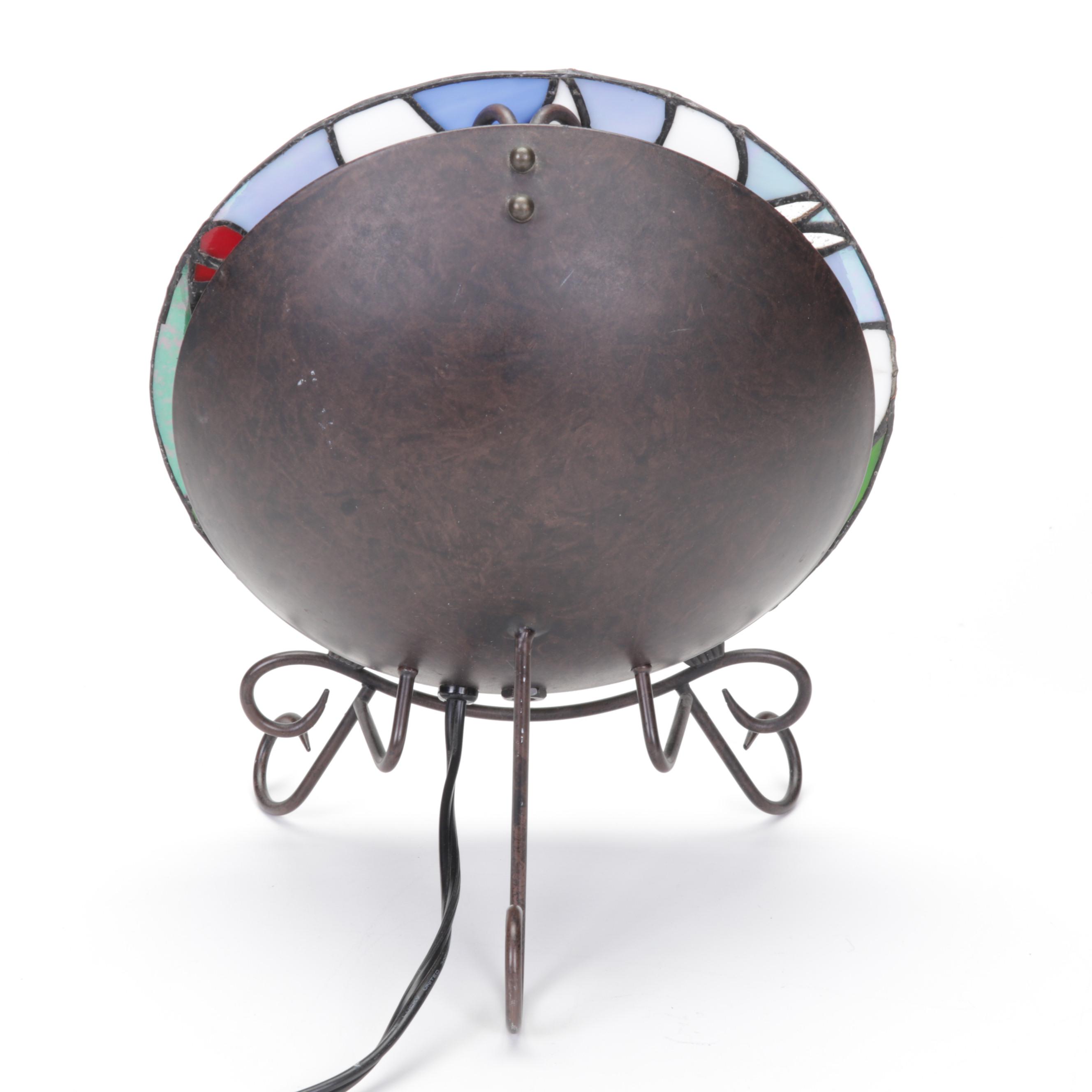 Pair of Dragonfly Slag Glass Tabletop Night Lights EBTH